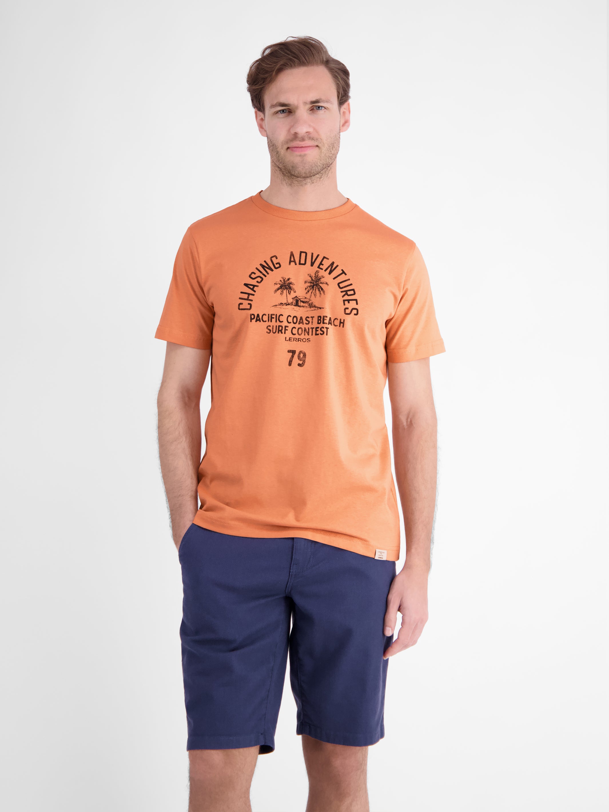 T-Shirt mit O-Neck aus softer Baumwolle mit Summervibe-Print - T-Shirt Rundhals