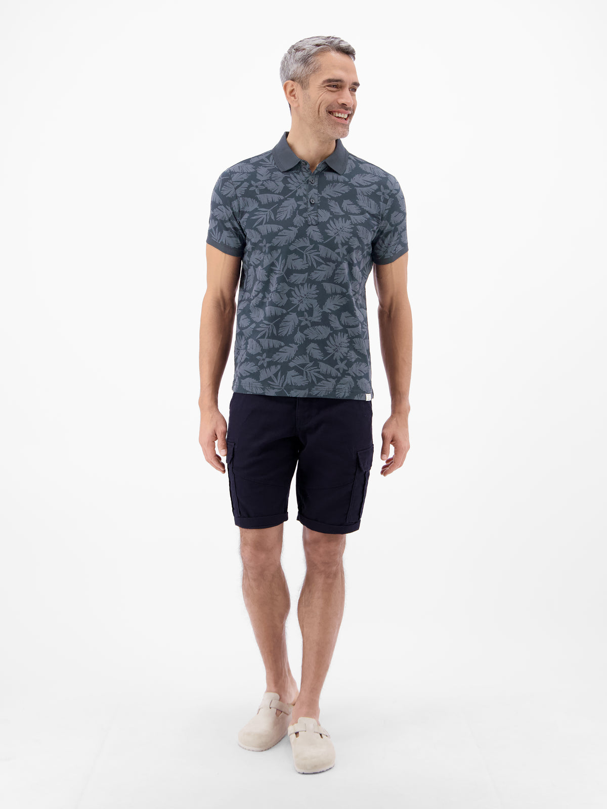 Poloshirt mit stylishem Blumen-Print und bequemen Bündchen - Polo Shirt Kurzarm
