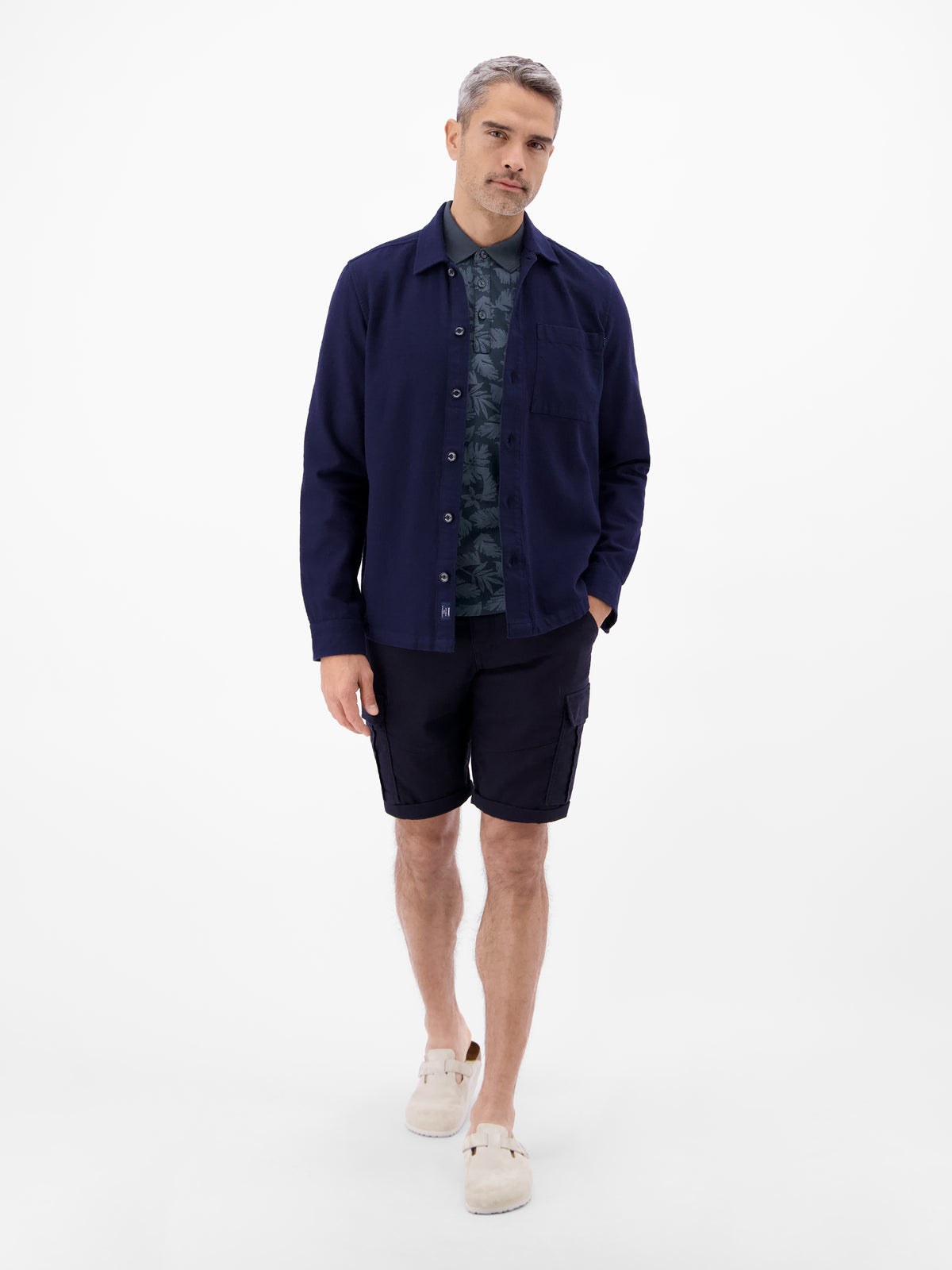 Poloshirt mit stylishem Blumen-Print und bequemen Bündchen - Polo Shirt Kurzarm