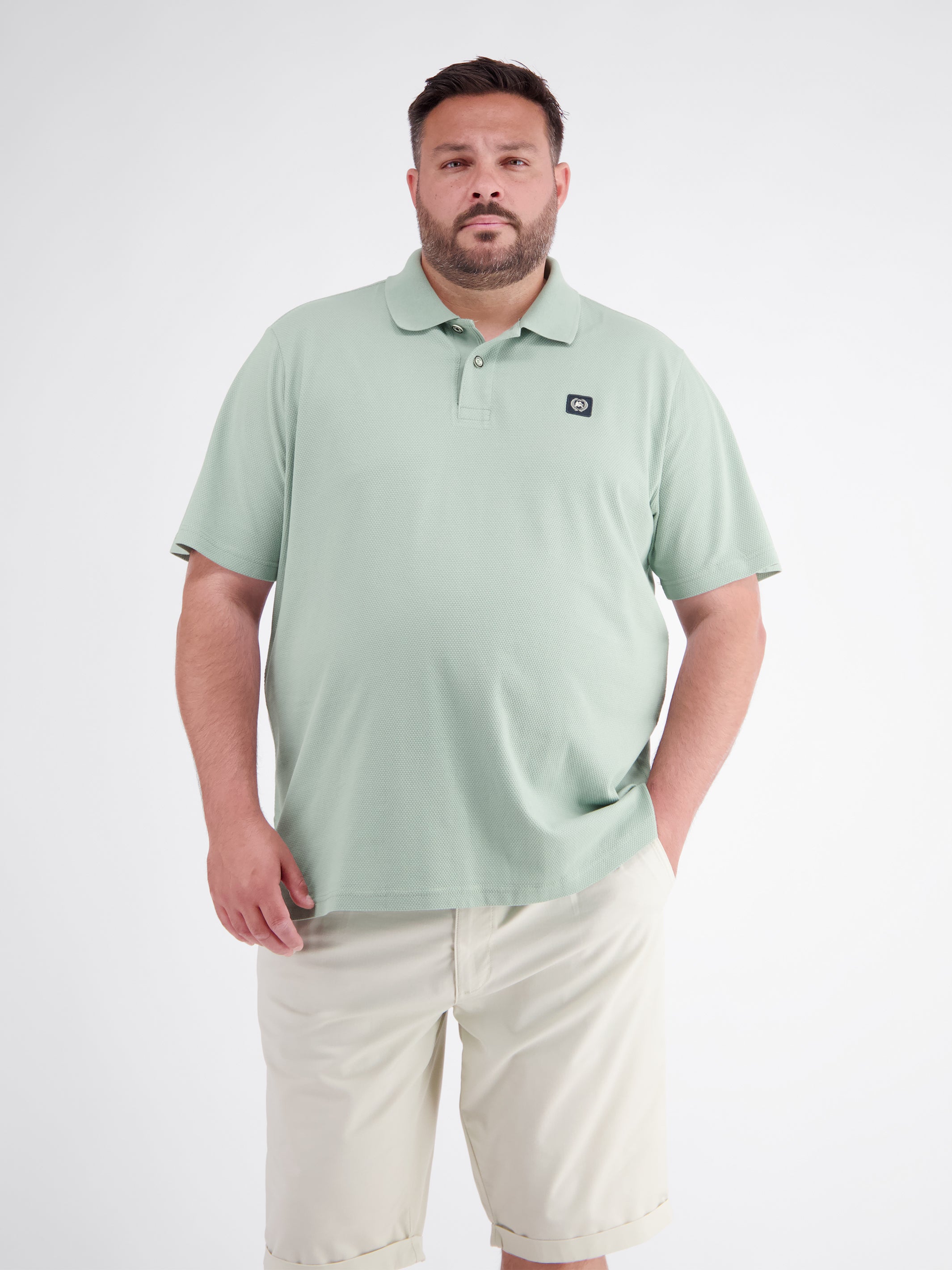 Men's polo shirt with textured feel in large sizes