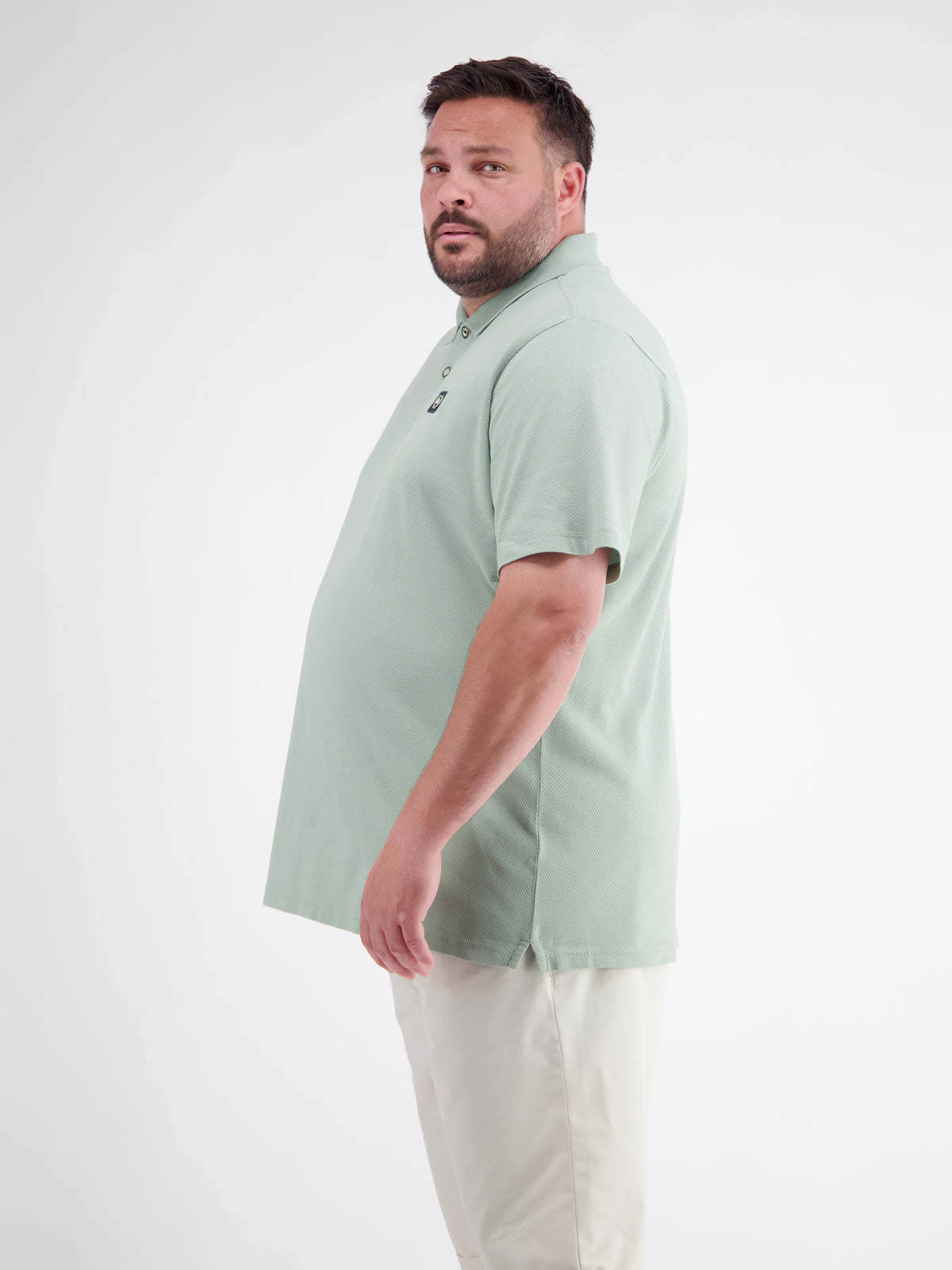 Men's polo shirt with textured feel in large sizes