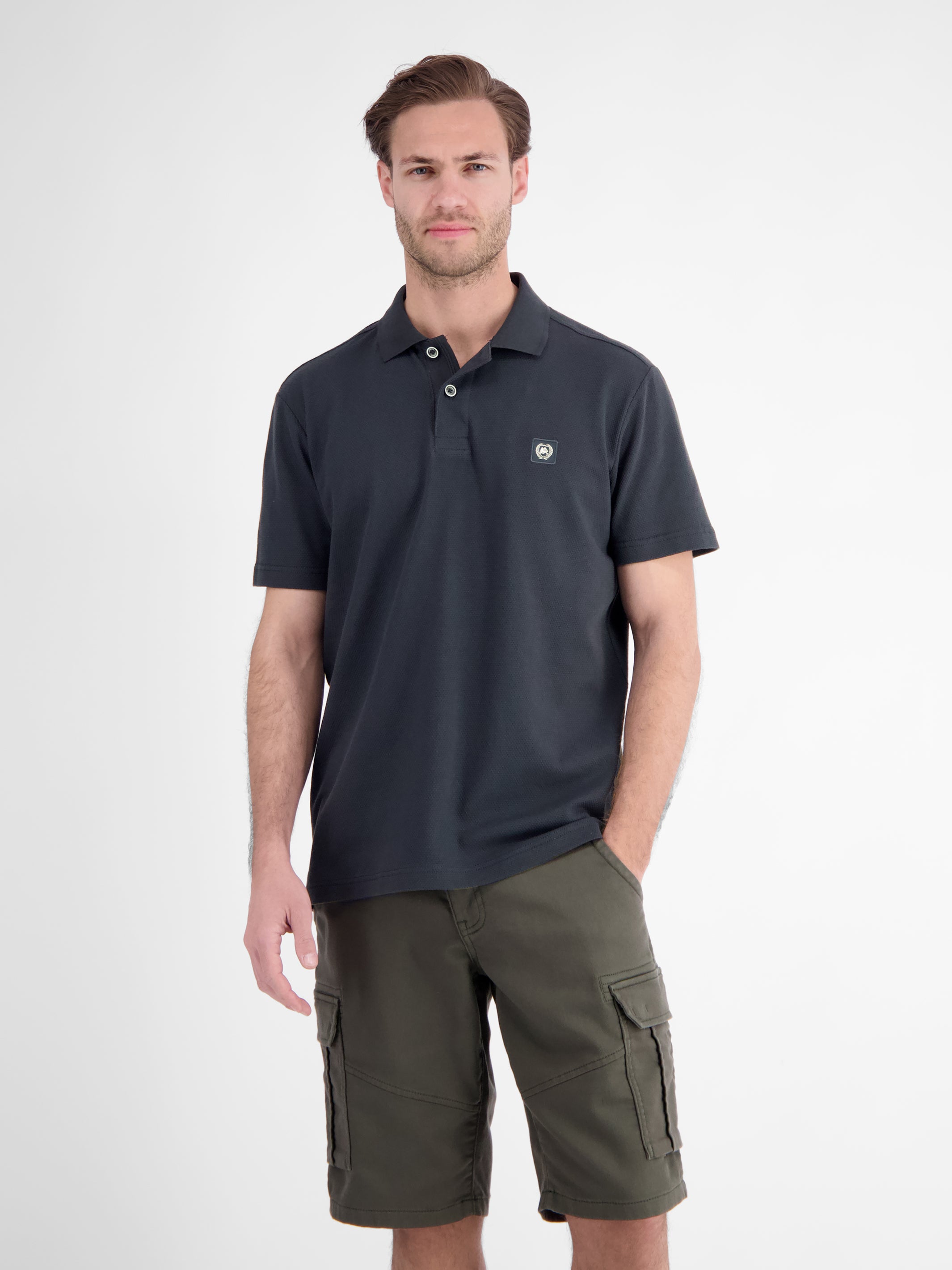 Maskulines Poloshirt aus Baumwolle mit griffiger Struktur - Polo Shirt Kurzarm