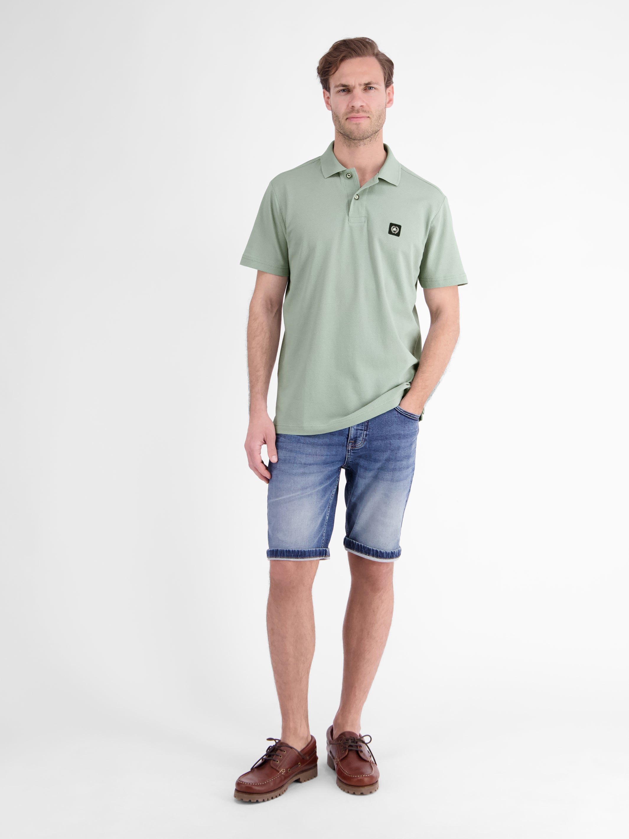 Maskulines Poloshirt aus Baumwolle mit griffiger Struktur - Polo Shirt Kurzarm