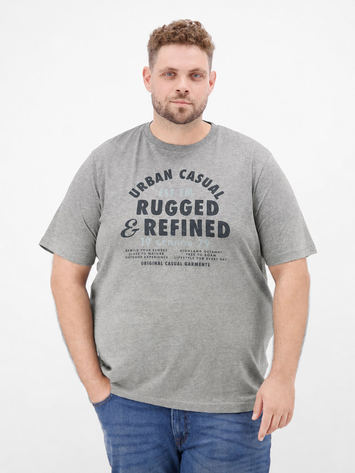 Baumwoll-T-Shirt mit lässigem Logo-Print in großen Größen