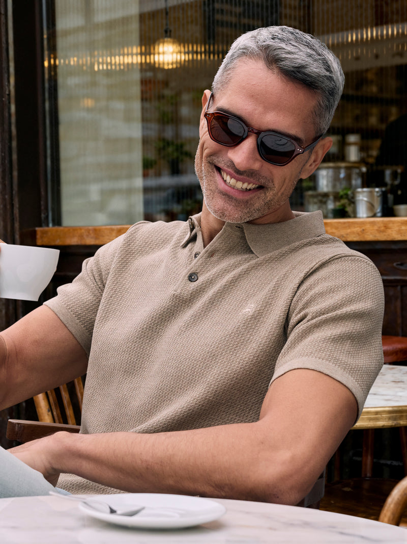 Poloshirt in casual brei-look van stevig katoen