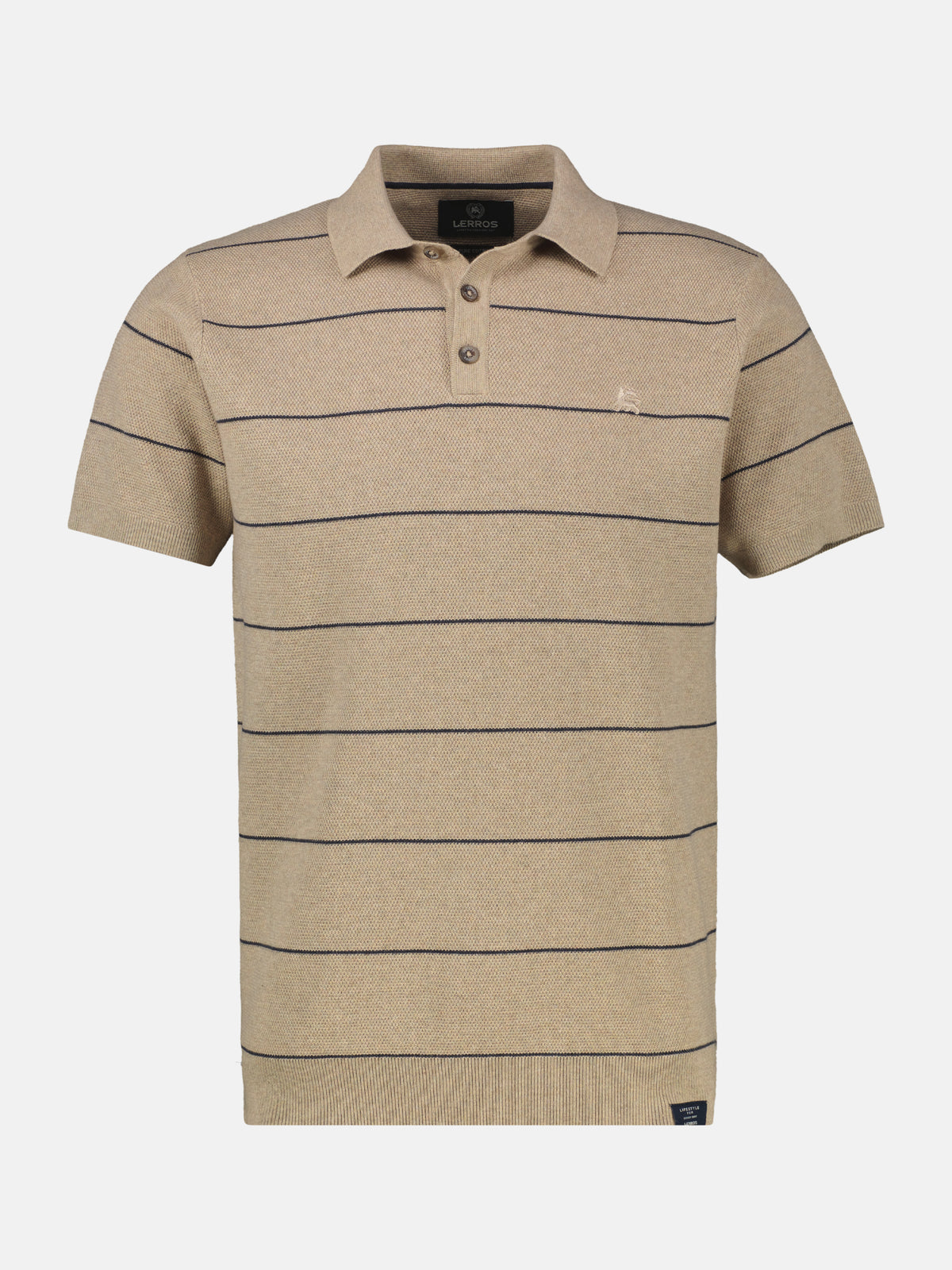 Strick-Polo-Shirt mit Streifenmuster aus reiner Baumwolle