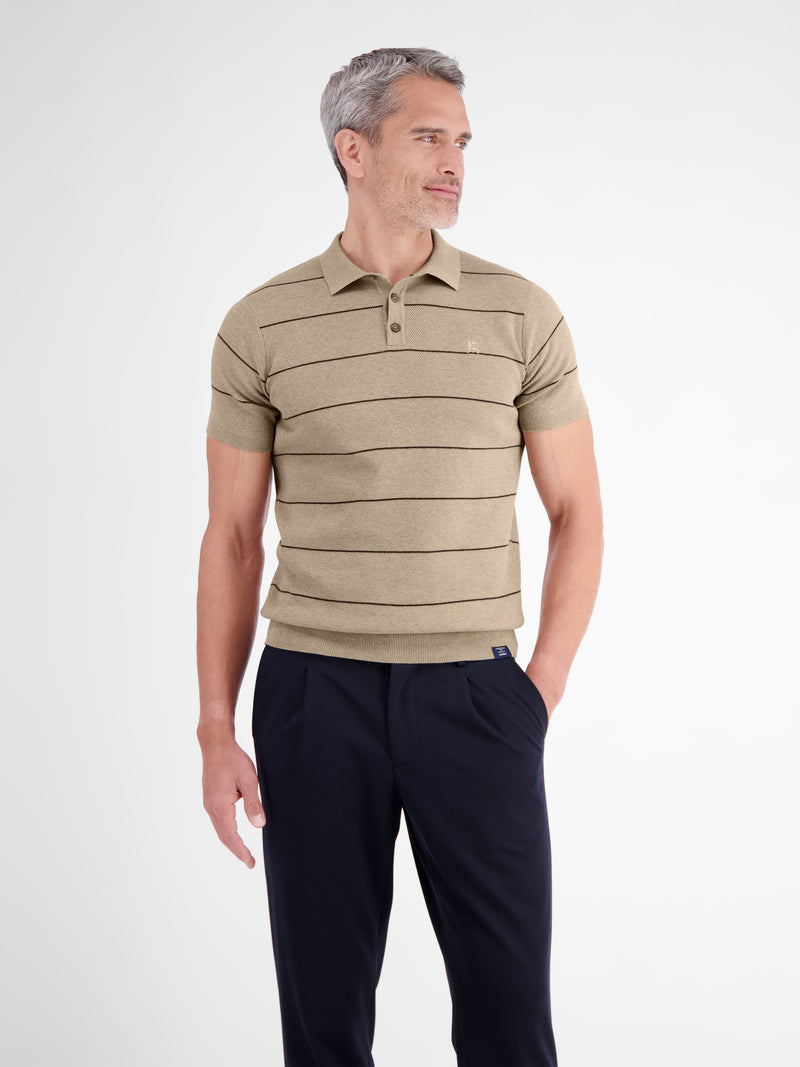 Strick-Polo-Shirt mit Streifenmuster aus reiner Baumwolle