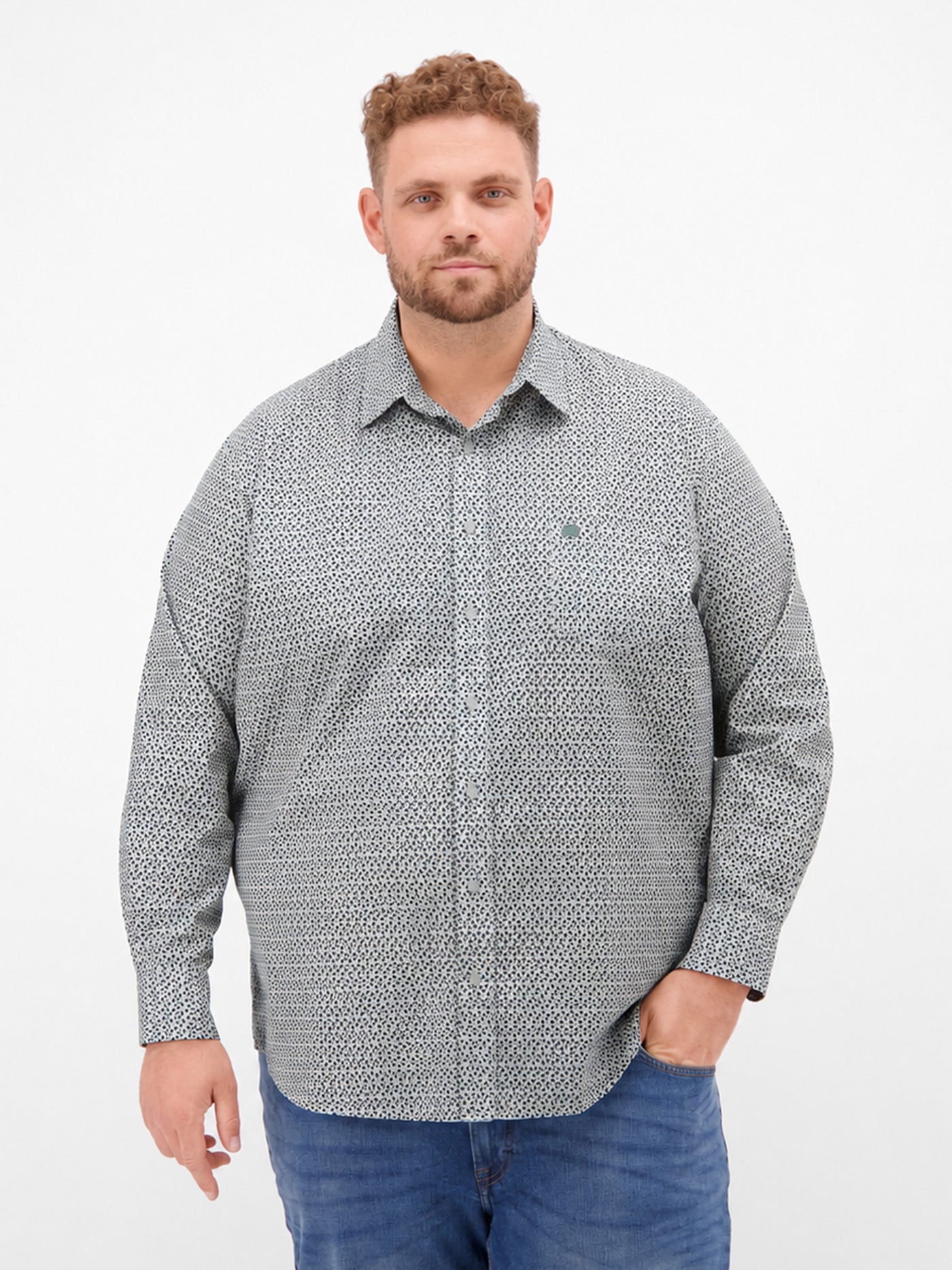 Fashionable Men's Shirt with Print Pattern, Plus Sizes