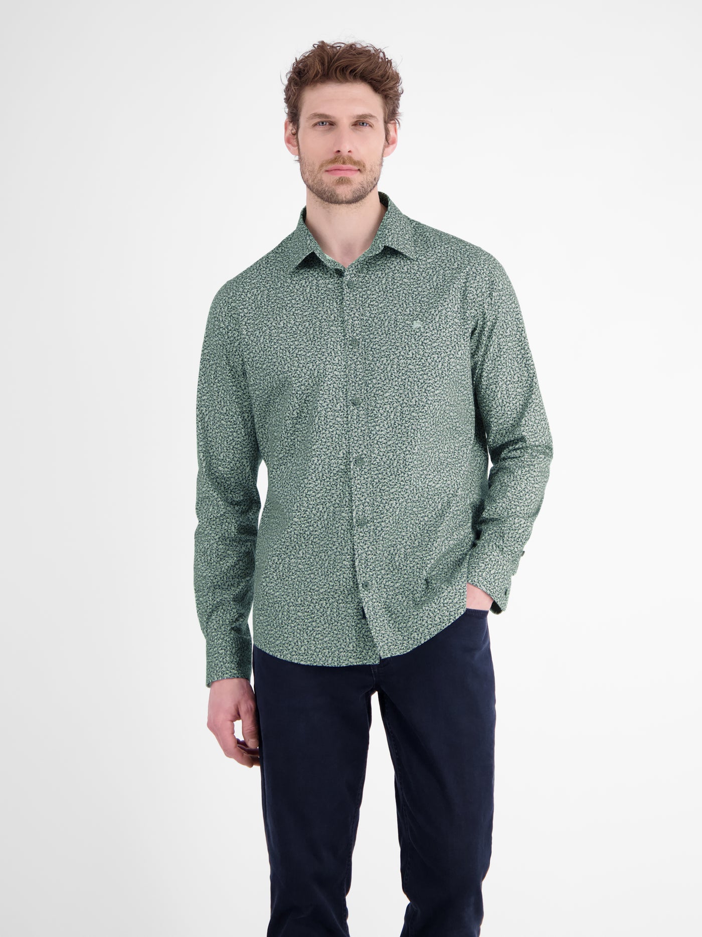 Men's shirt with trendy print pattern made of cotton blend