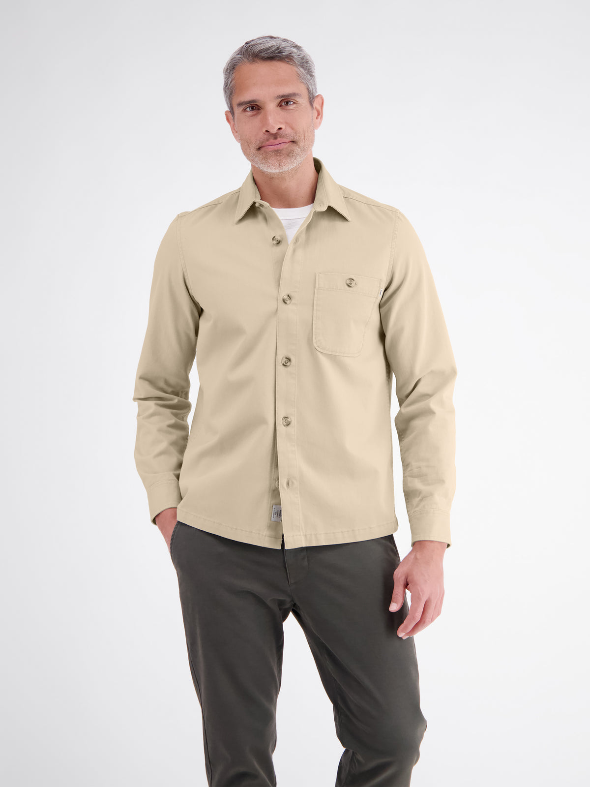 Unifarbenes Hemd aus weichem Baumwoll-Twill
