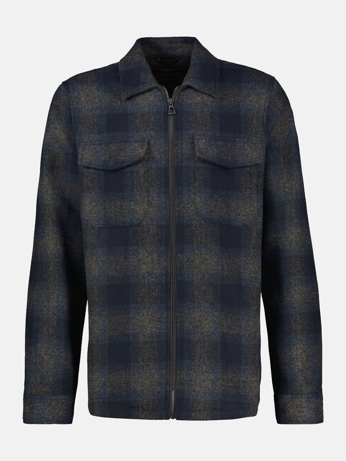 Sporty checked shirt with zipper, plus sizes