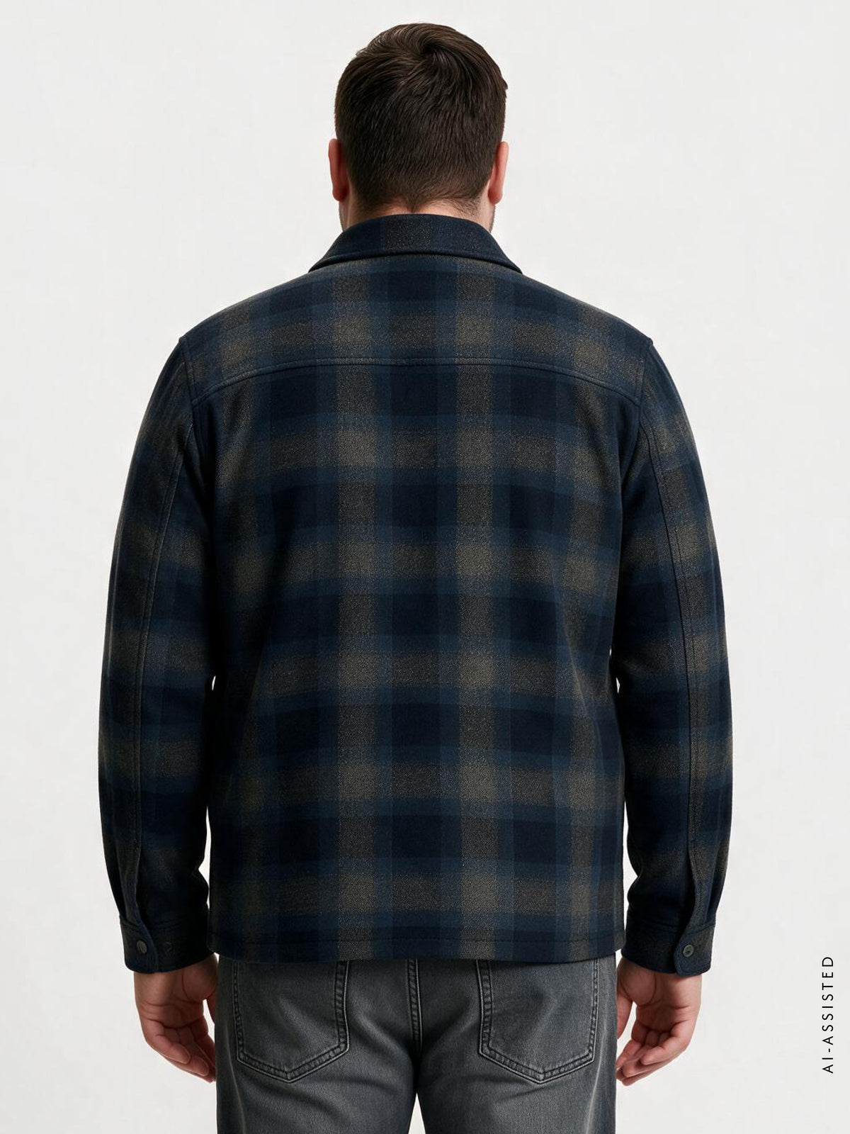 Sporty checked shirt with zipper, plus sizes