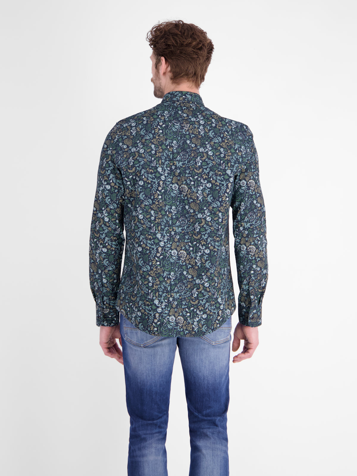 Men's shirt with floral print in a lightweight cotton blend