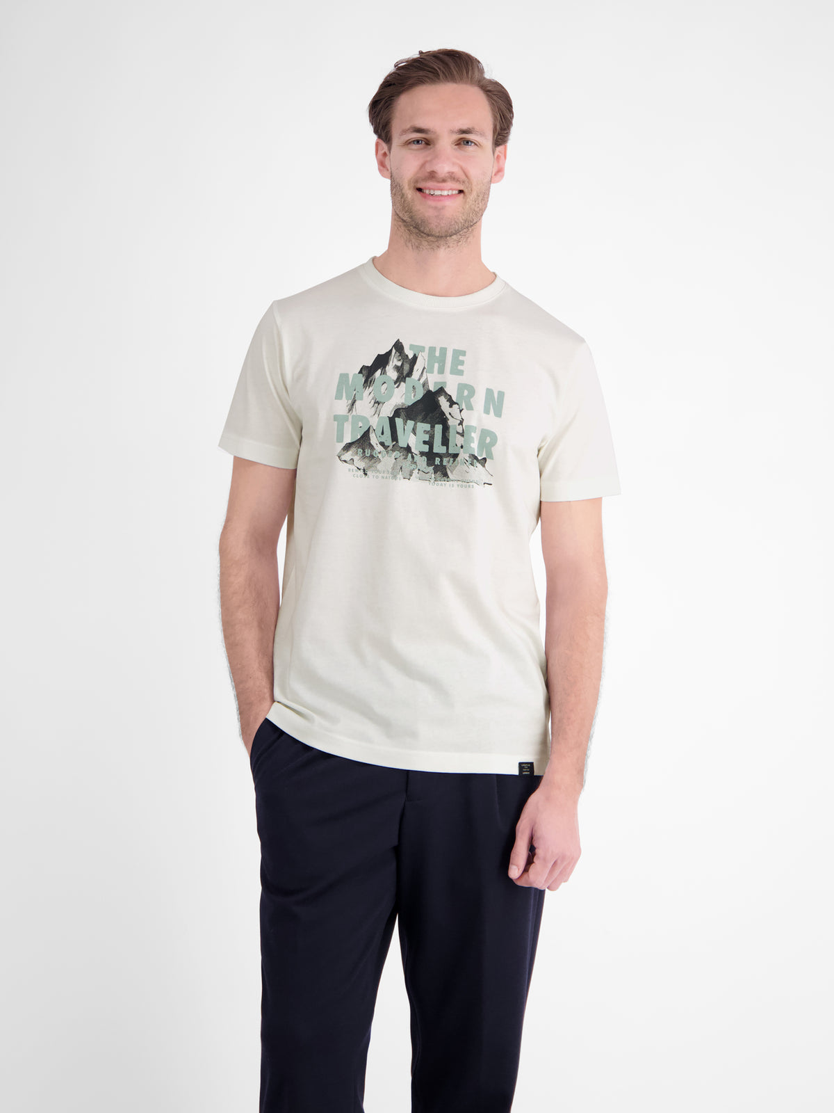 T-Shirt aus Baumwolle mit lässigem Frontprint und O-Neck
