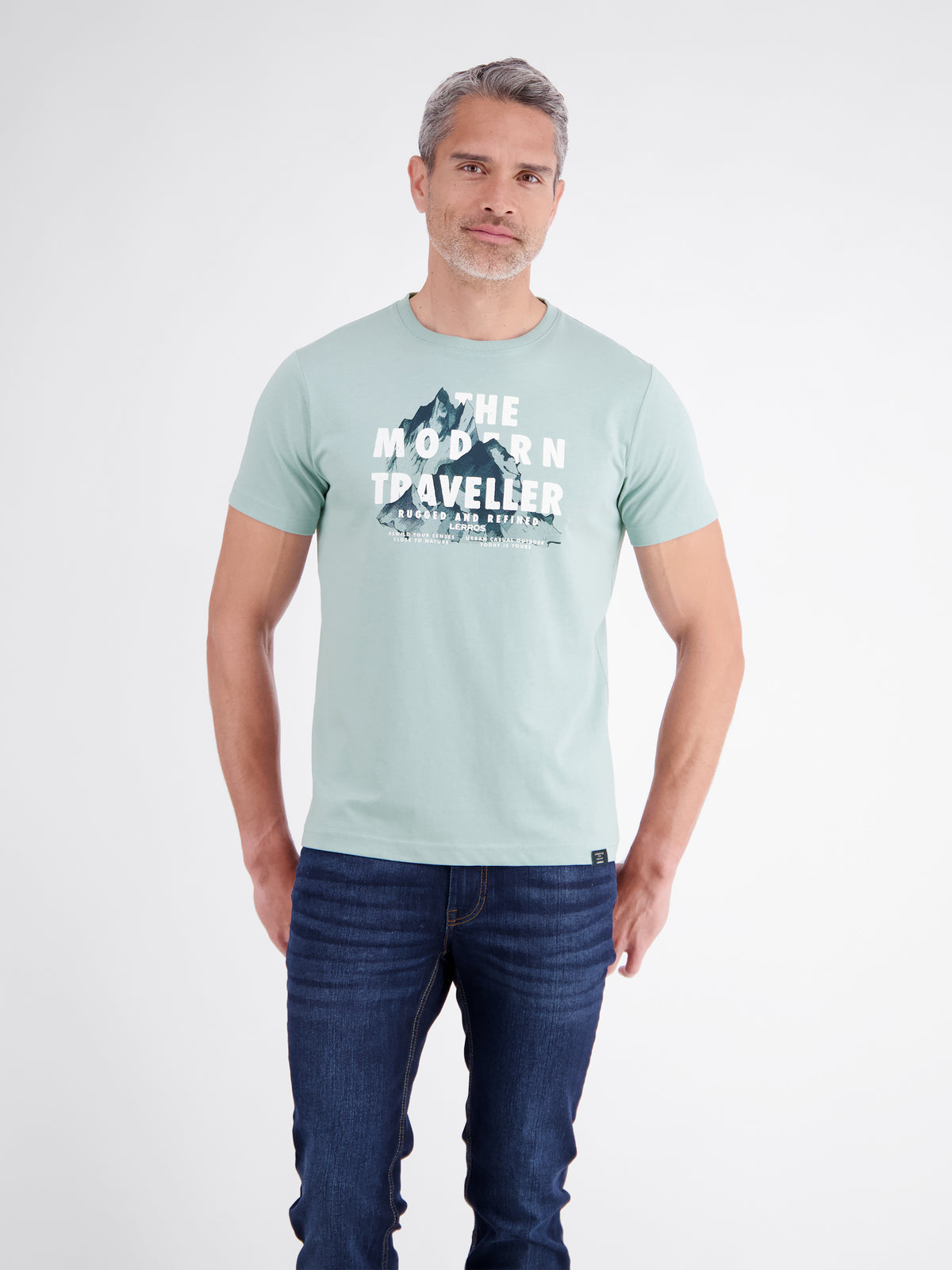 T-Shirt aus Baumwolle mit lässigem Frontprint und O-Neck