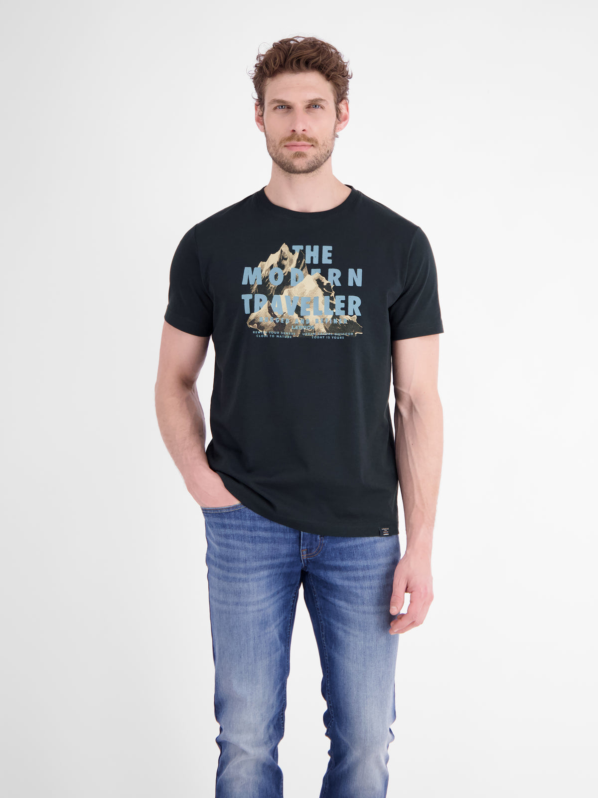 T-Shirt aus Baumwolle mit lässigem Frontprint und O-Neck