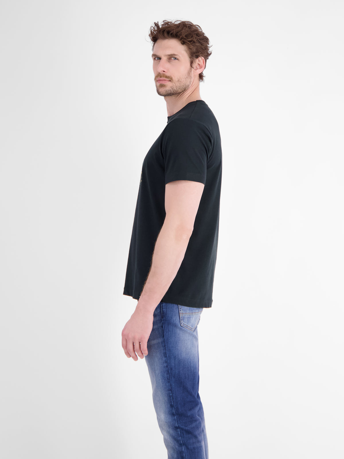 T-Shirt aus Baumwolle mit lässigem Frontprint und O-Neck