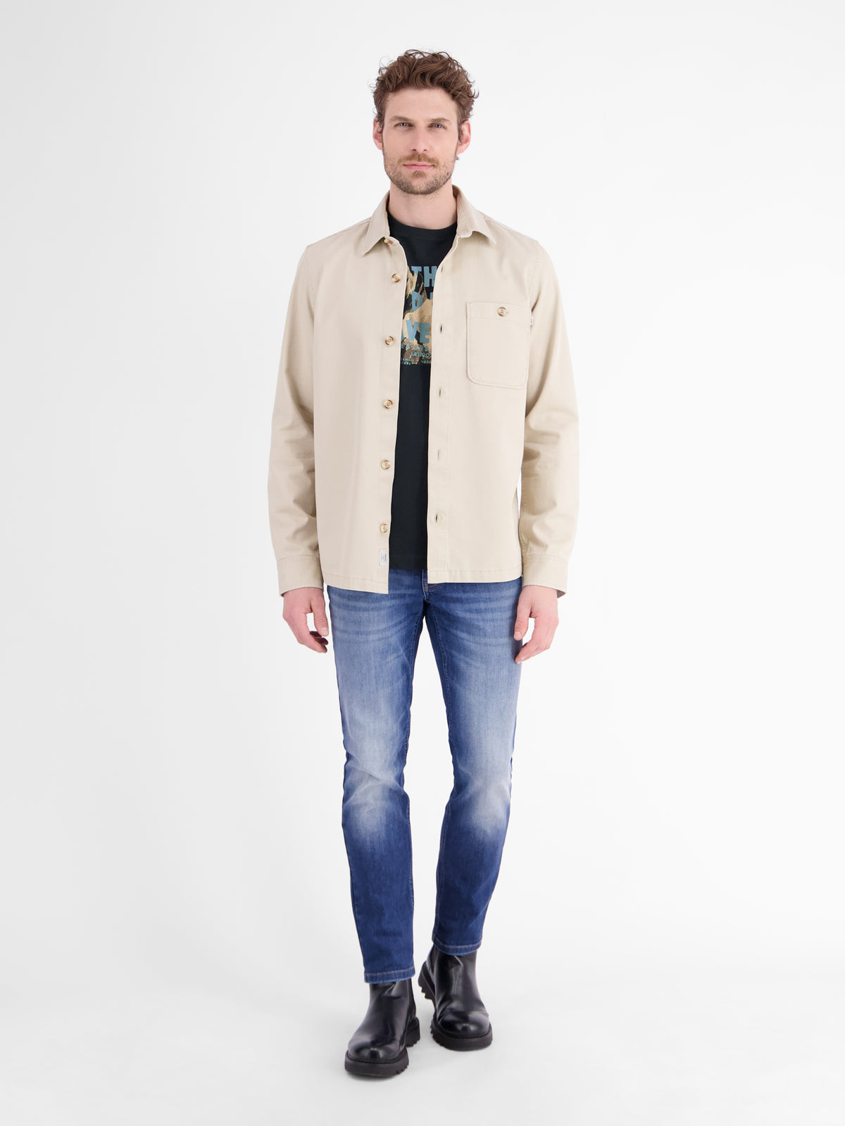 T-Shirt aus Baumwolle mit lässigem Frontprint und O-Neck