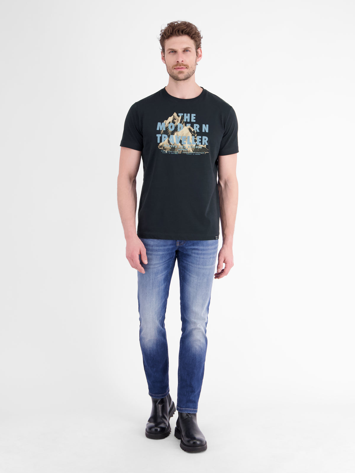 T-Shirt aus Baumwolle mit lässigem Frontprint und O-Neck