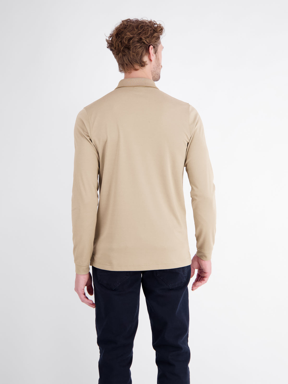 Legeres Langarm-Polo aus Mischgewebe mit Brusttasche