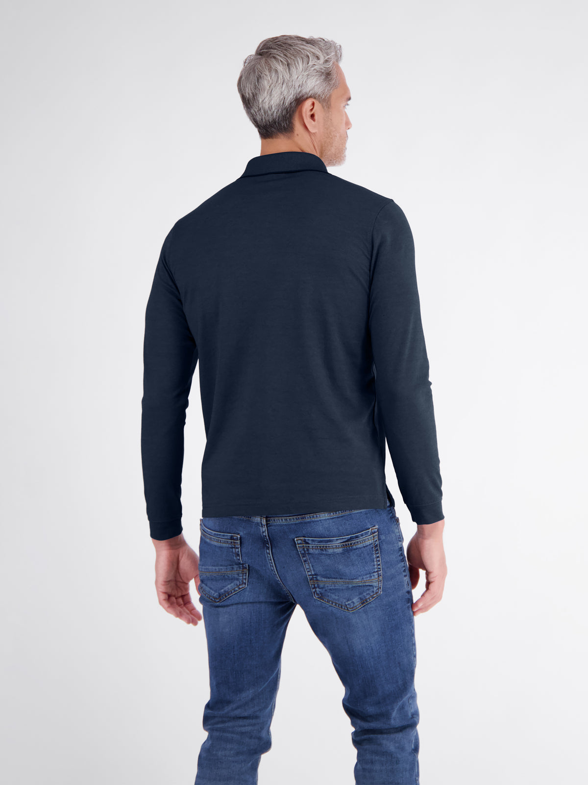 Legeres Langarm-Polo aus Mischgewebe mit Brusttasche