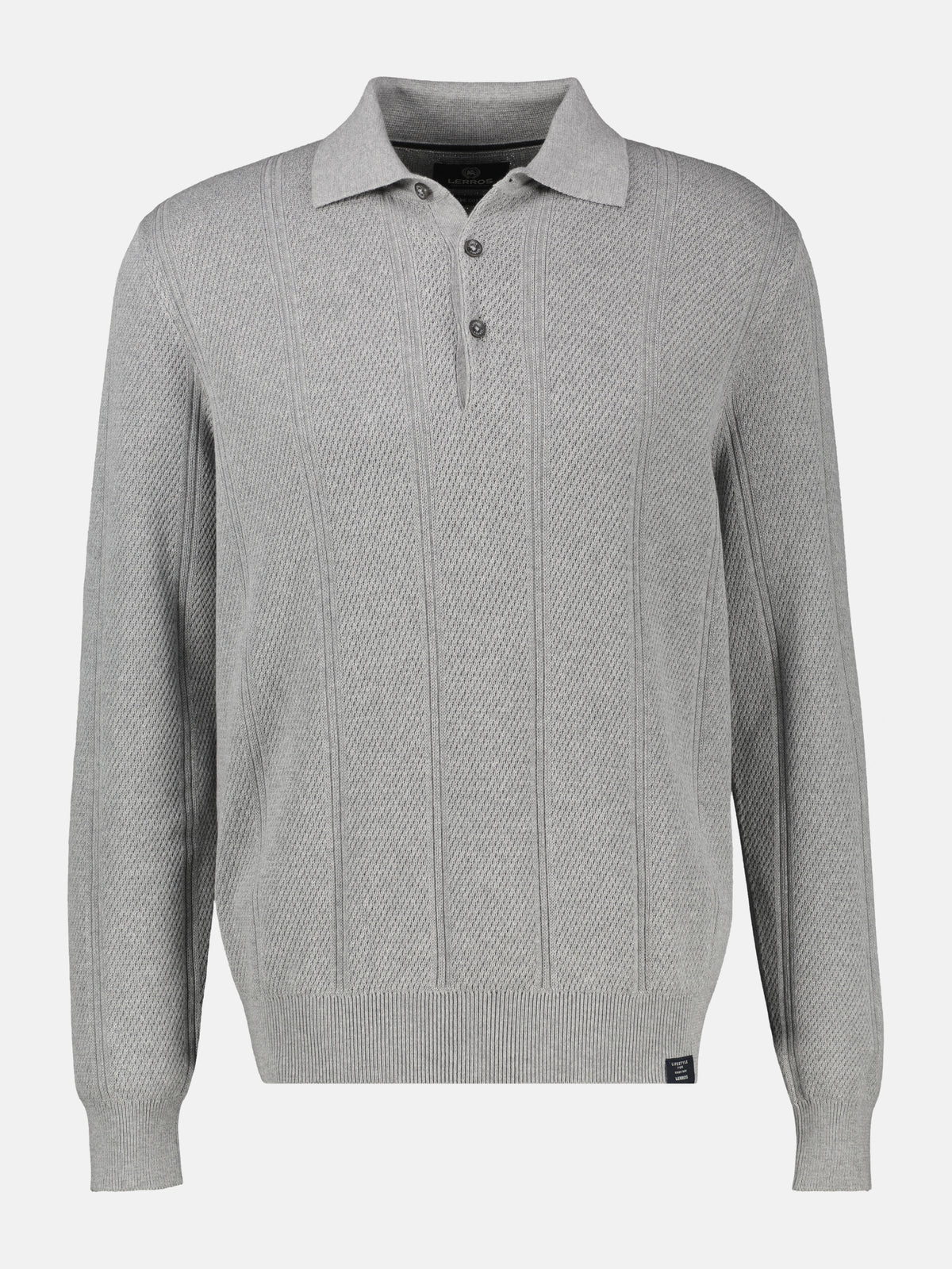 Elegant long-sleeve polo shirt with refined vertical stripes