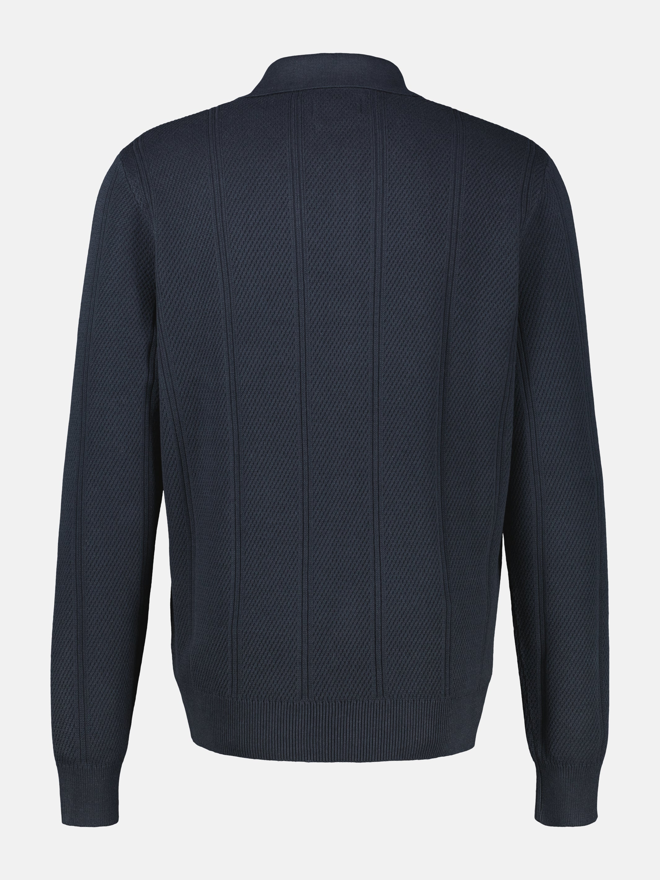 Elegant long-sleeve polo shirt with refined vertical stripes
