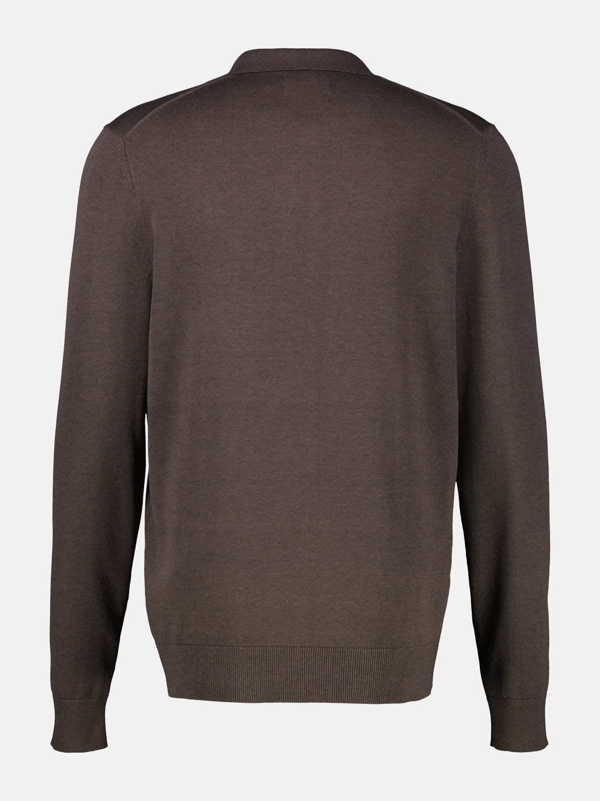 Flexible long-sleeve polo shirt in cotton blend with zip