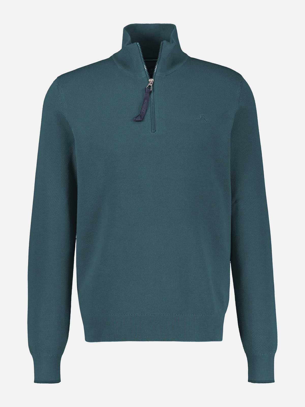 Two-tone cotton knit Troyer, plus sizes