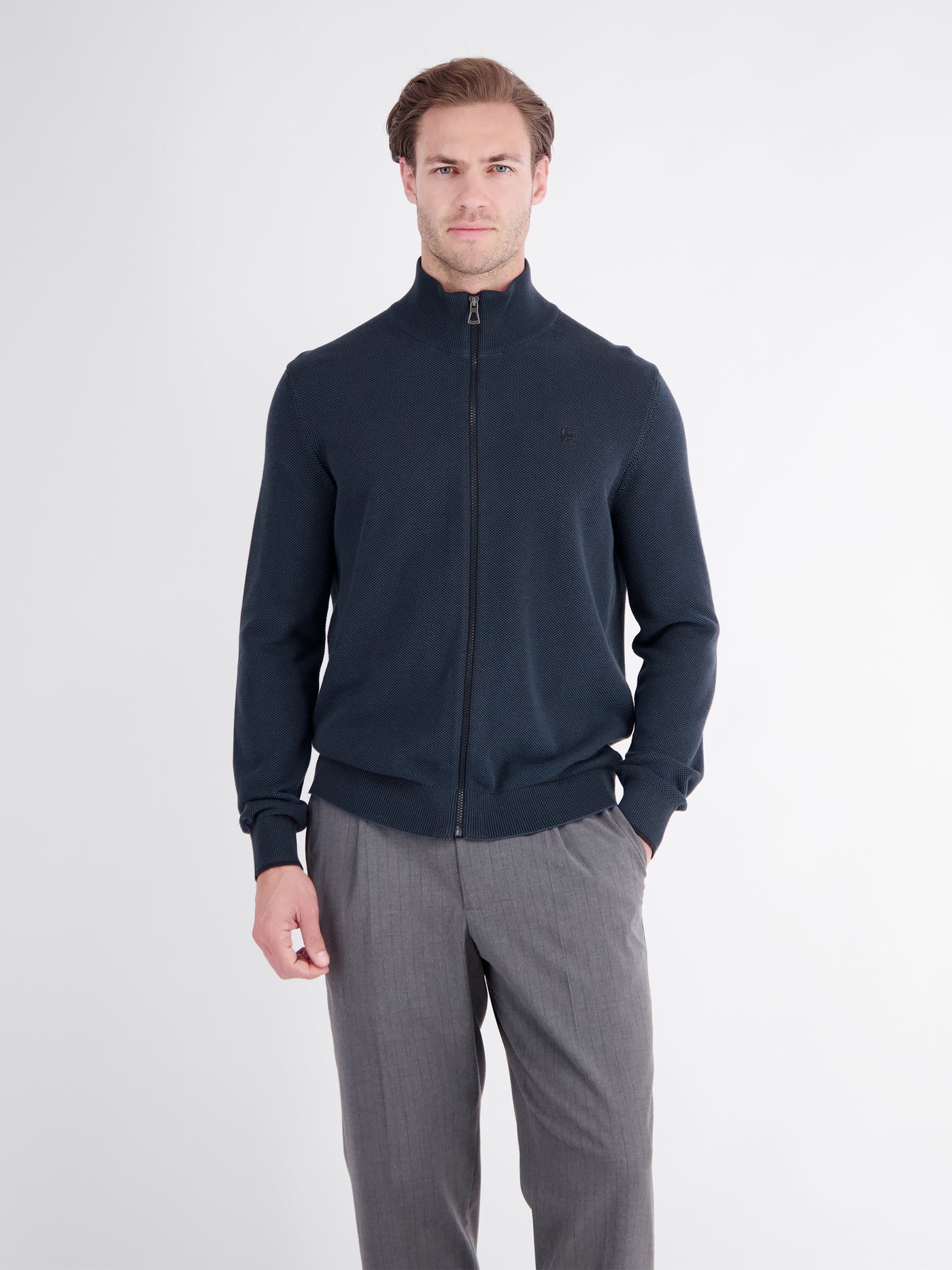 Elegant Troyer in a 2-tone look made of cotton knit fabric