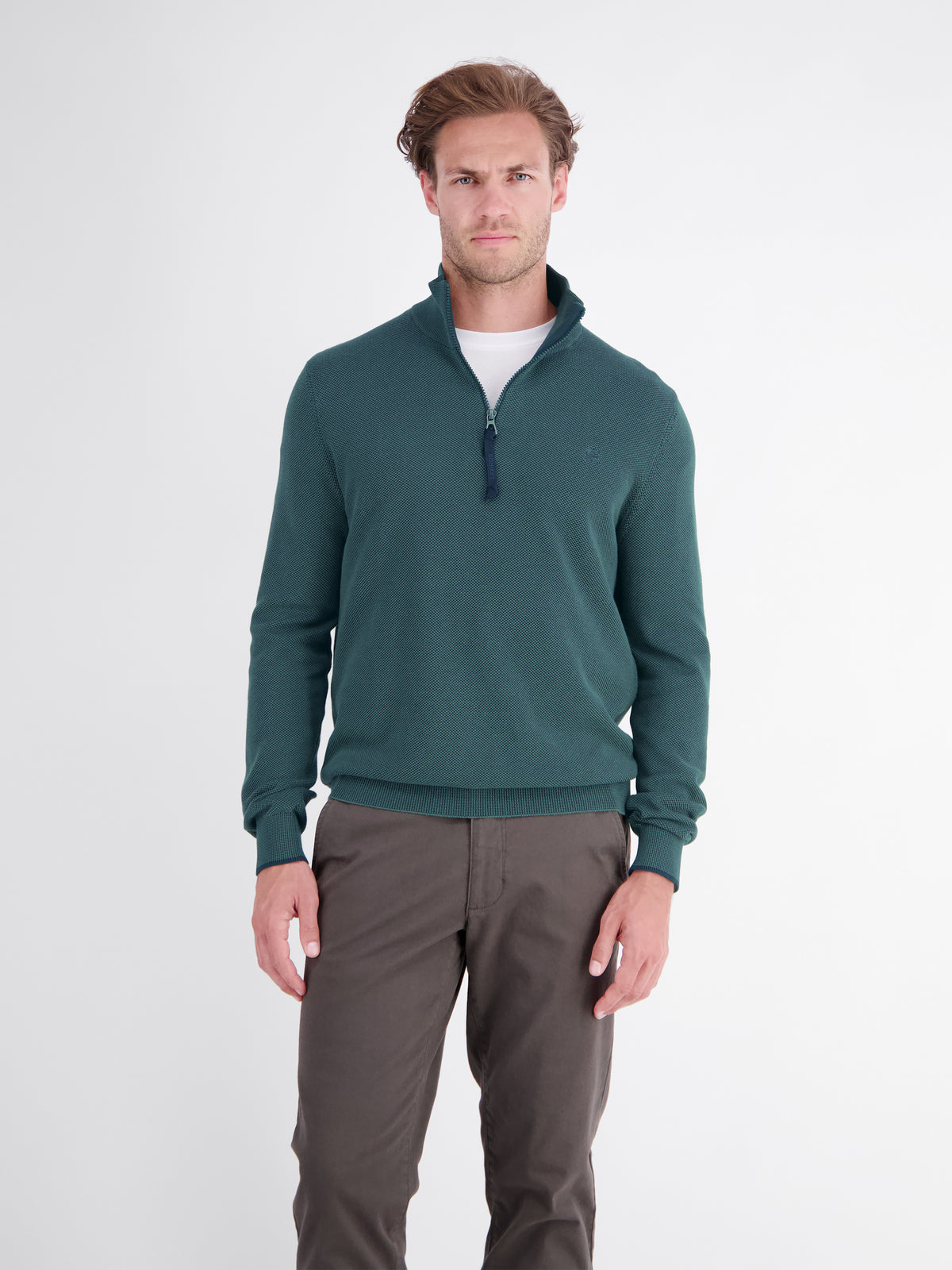 Elegant Troyer in a 2-tone look made of cotton knit fabric