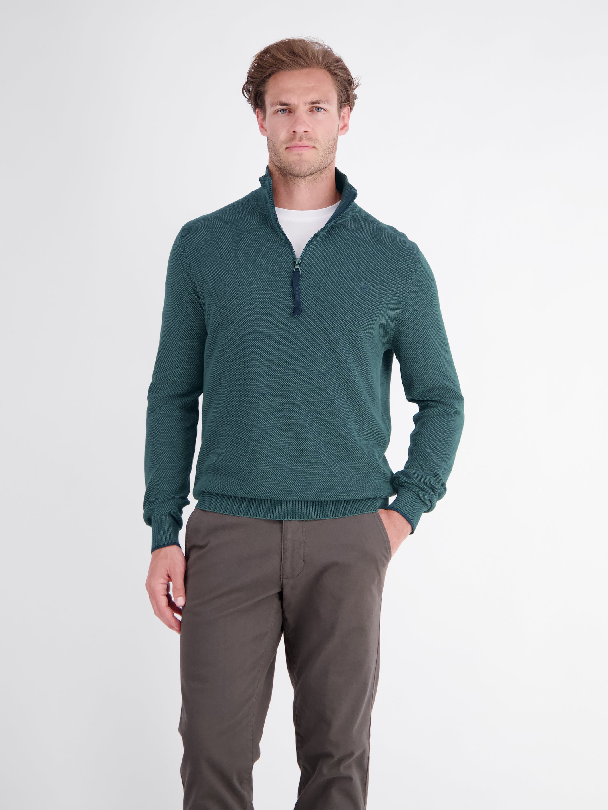 Elegant Troyer in a 2-tone look made of cotton knit fabric