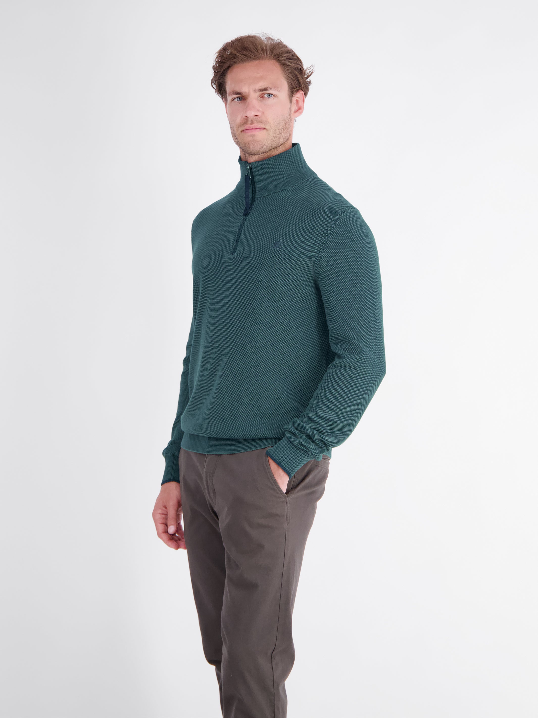Elegant Troyer in a 2-tone look made of cotton knit fabric