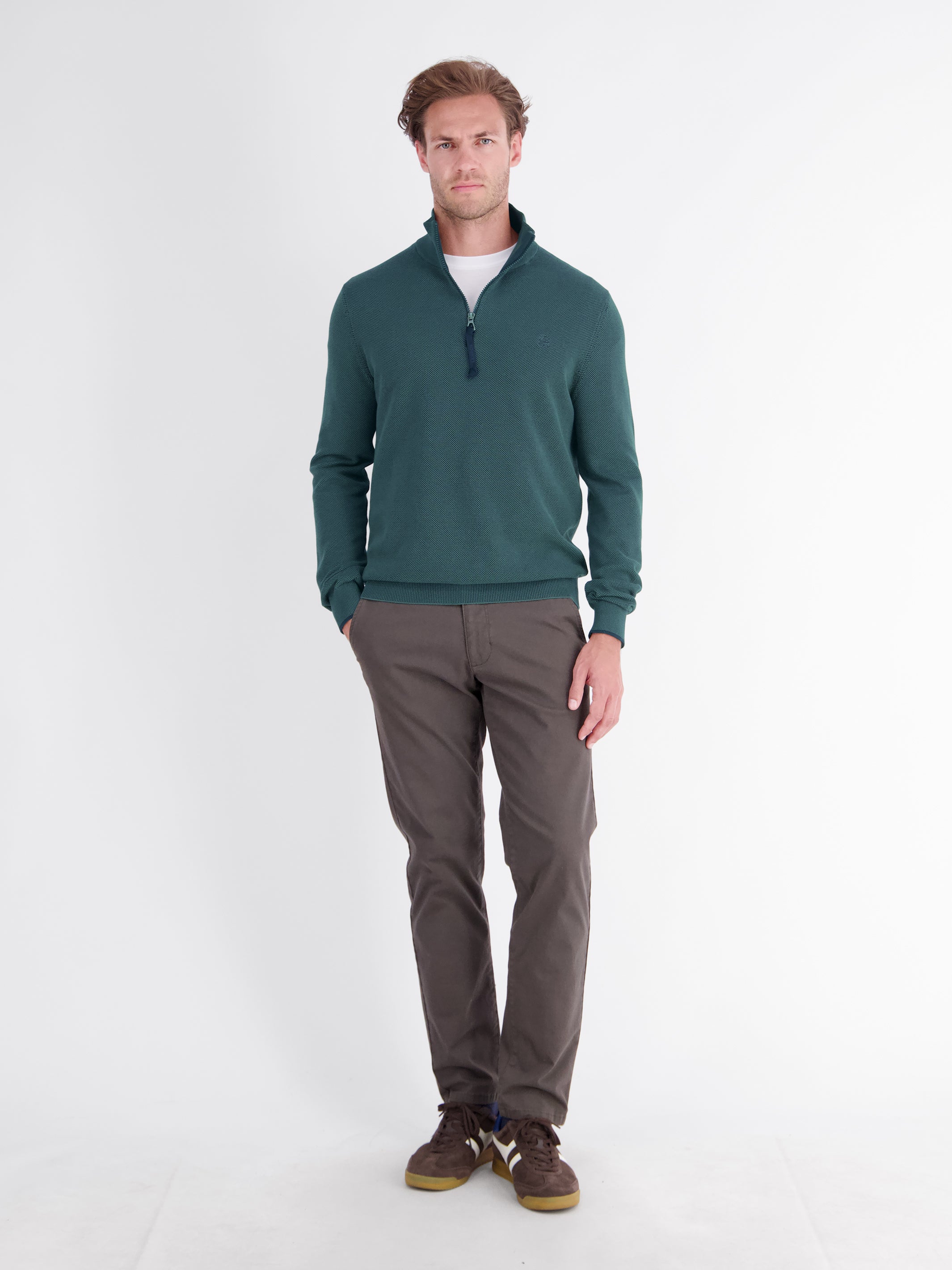 Elegant Troyer in a 2-tone look made of cotton knit fabric