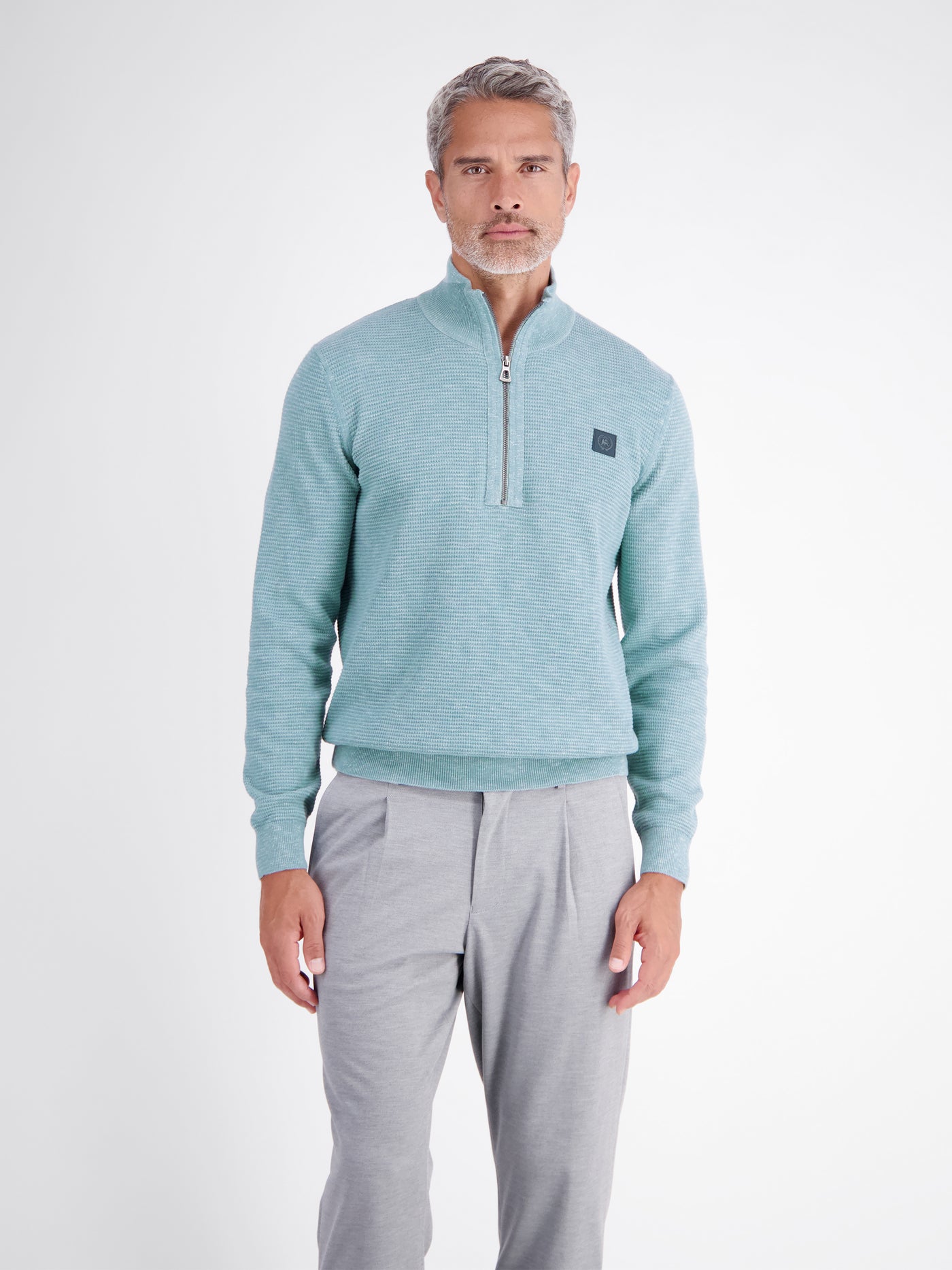 Casual Troyer sweater in soft cotton knit fabric