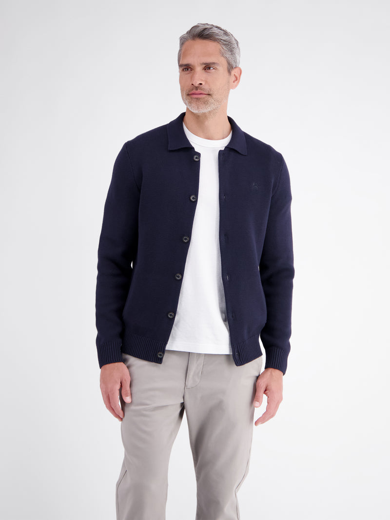 Fine-ribbed Milano knit cardigan made from pure cotton