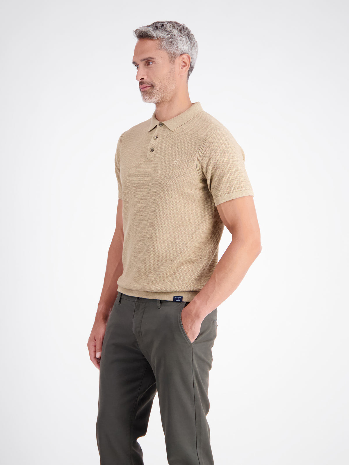 Polohemd in legerer Strickoptik aus griffiger Baumwolle