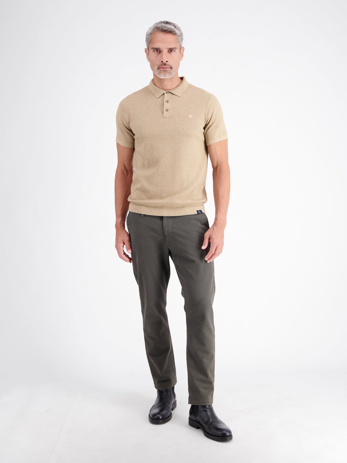 Polohemd in legerer Strickoptik aus griffiger Baumwolle