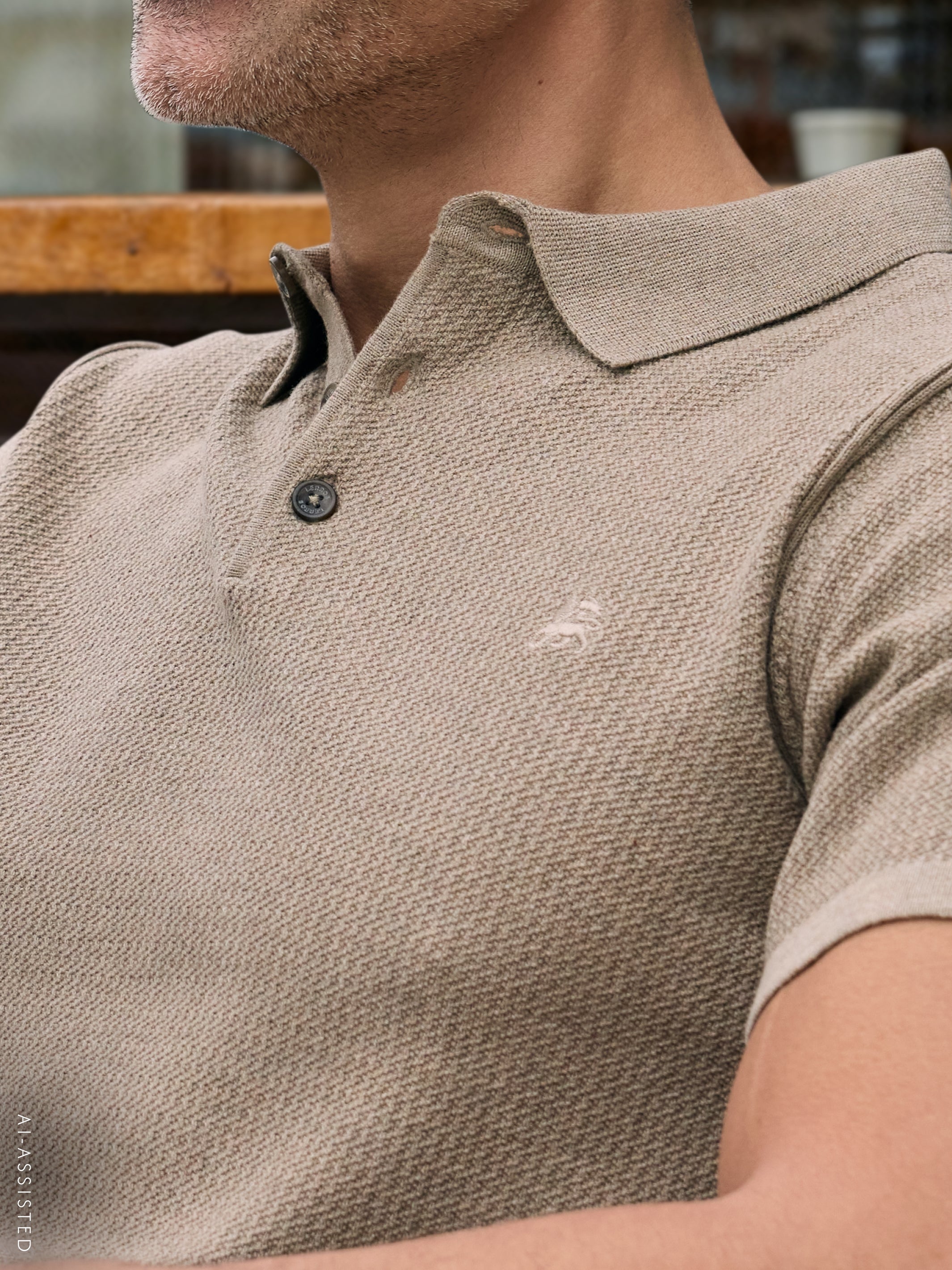 Polohemd in legerer Strickoptik aus griffiger Baumwolle
