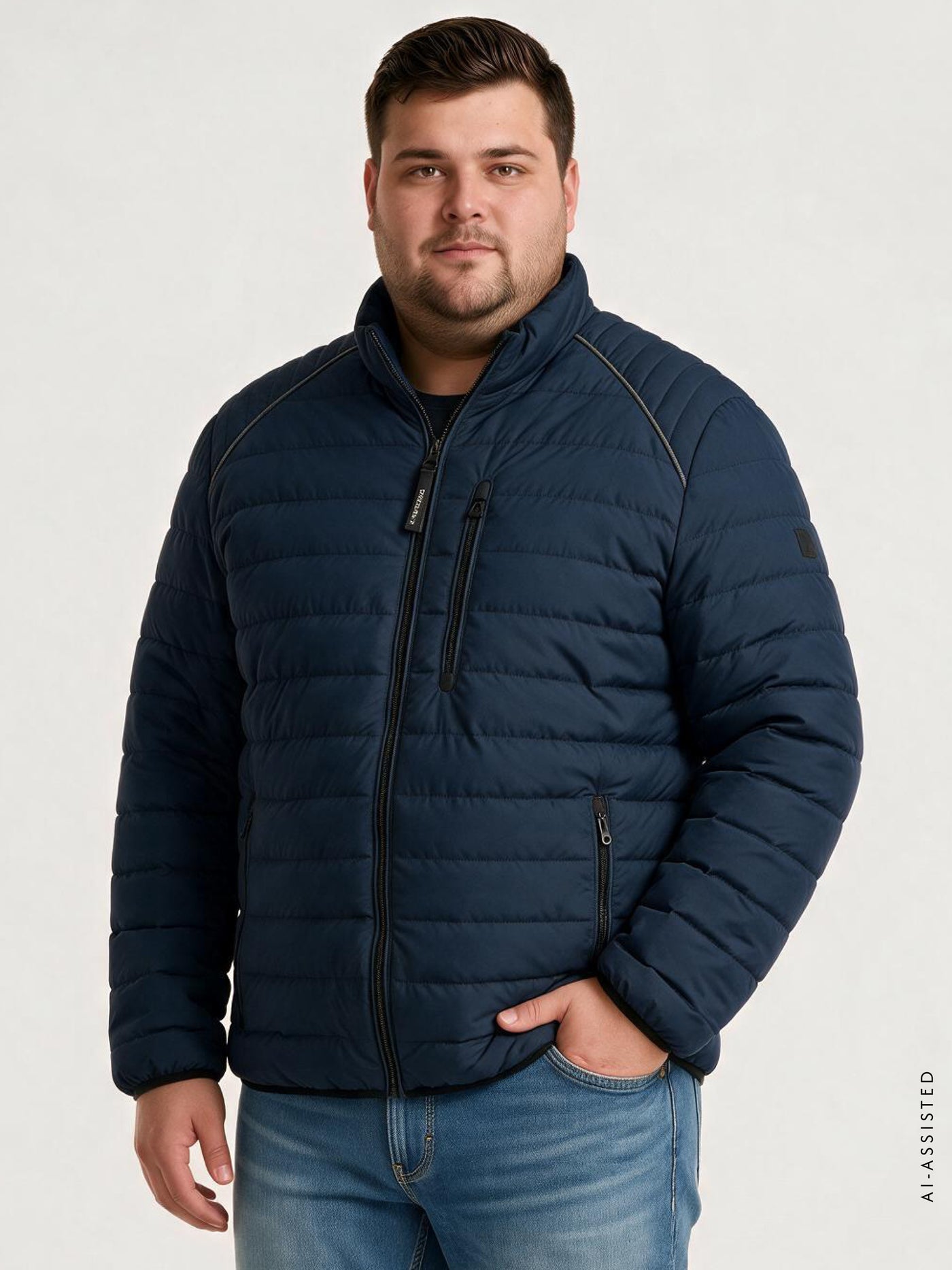 Wattierte Steppjacke mit hochschließendem Kragen
