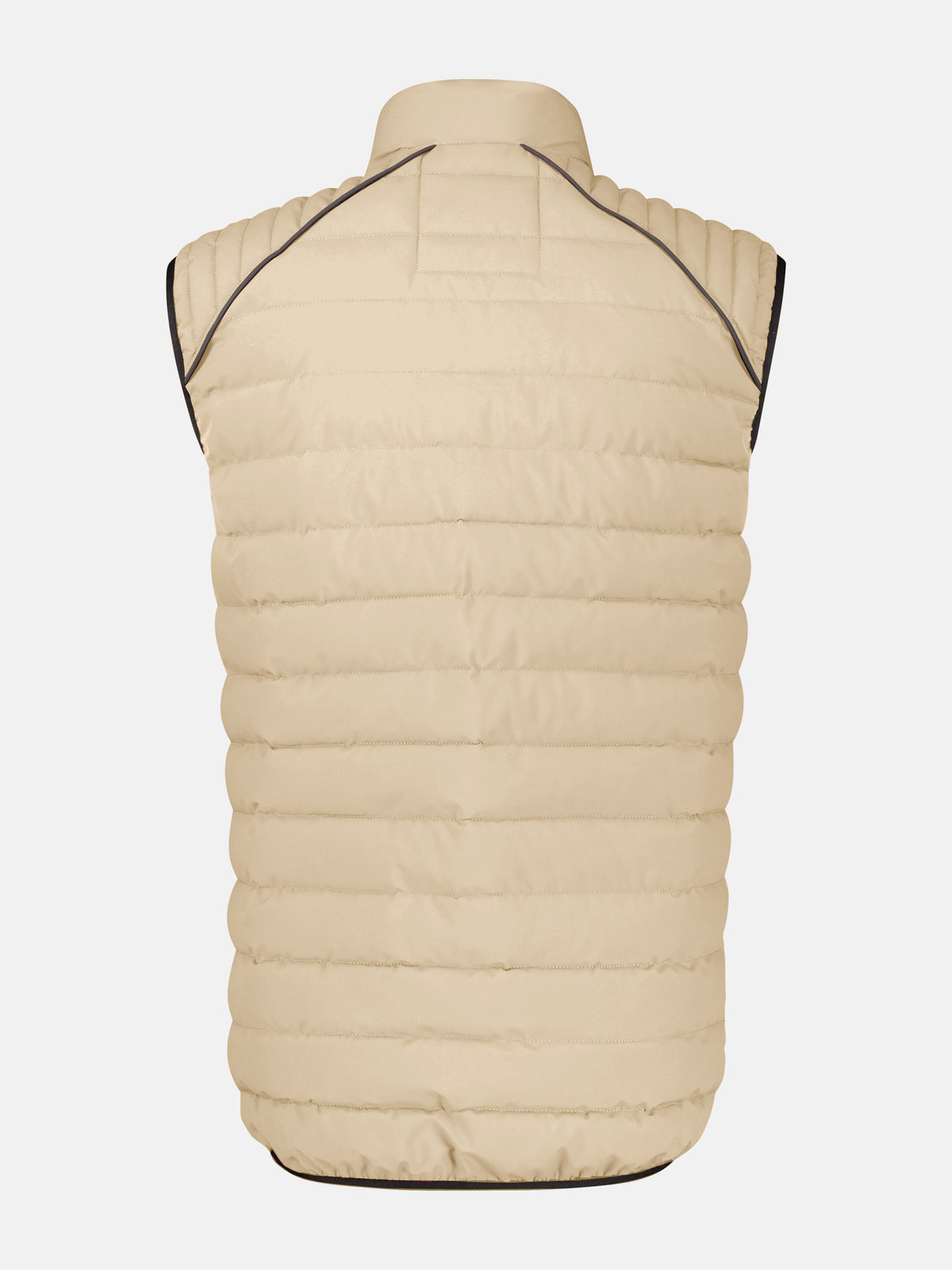 Sportieve doorgestikte bodywarmer met hoge kraag en ritszakken