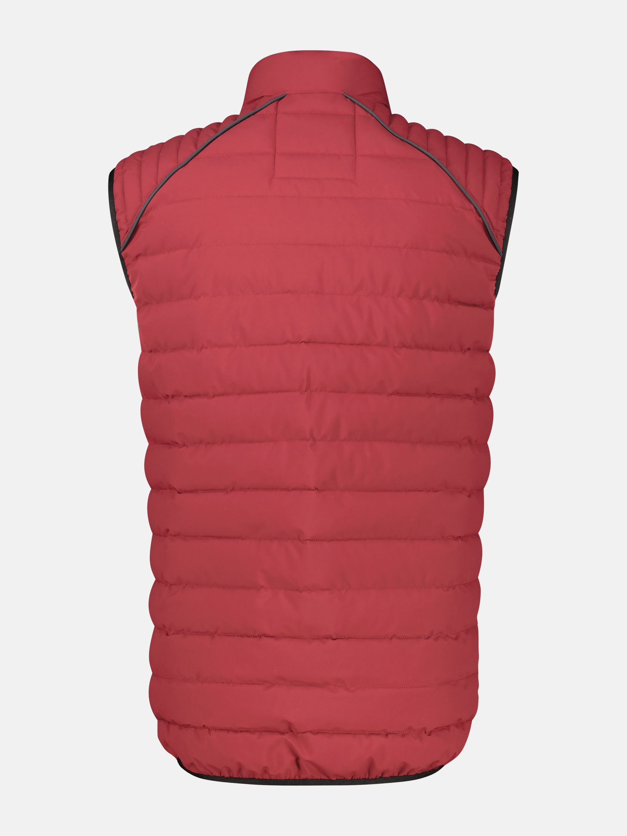 Sportieve doorgestikte bodywarmer met hoge kraag en ritszakken