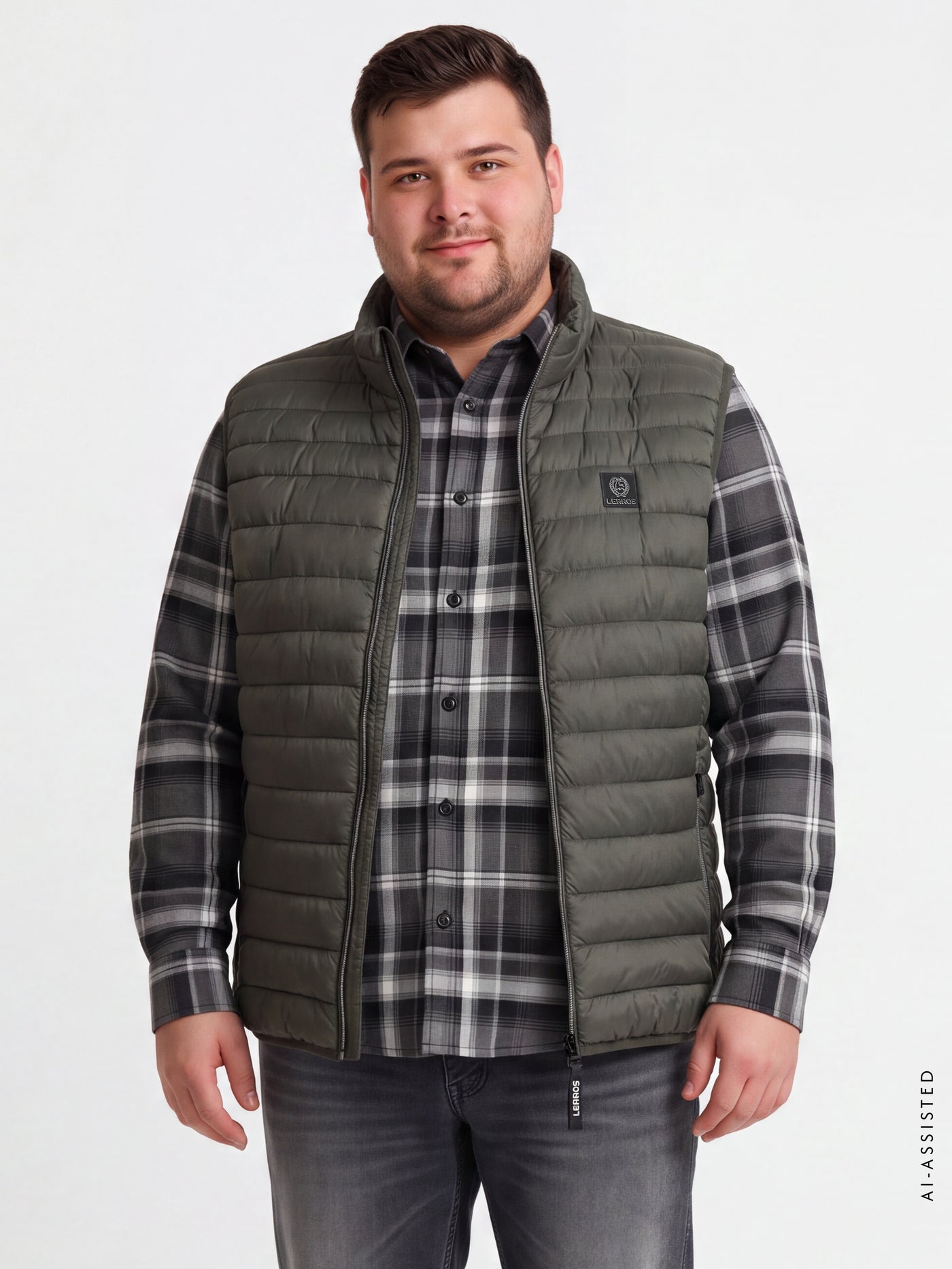 Sportieve, lichte doorgestikte bodywarmer in grote maten