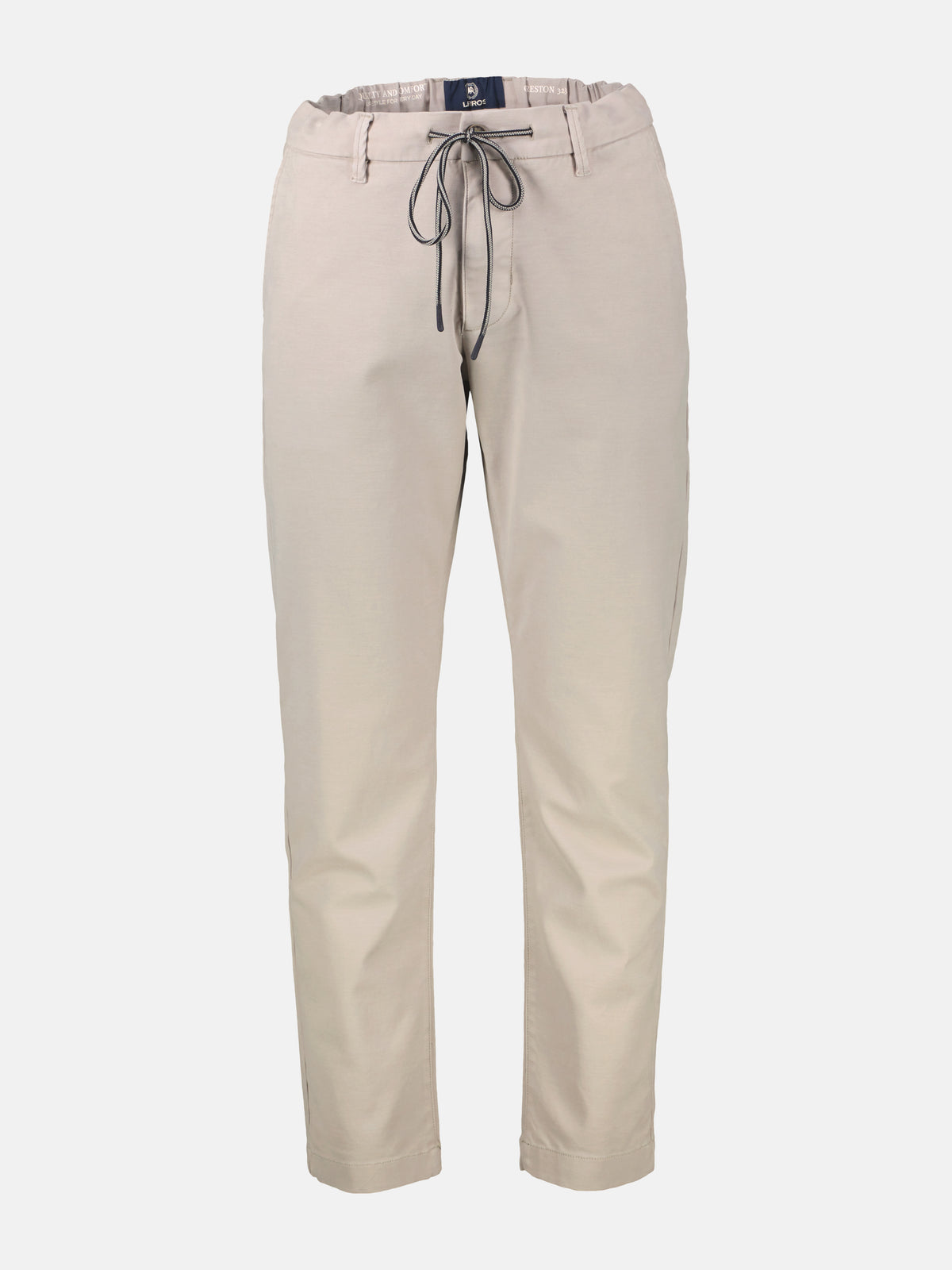 Casual chinos made from shape-retaining fabric with a drawstring waist