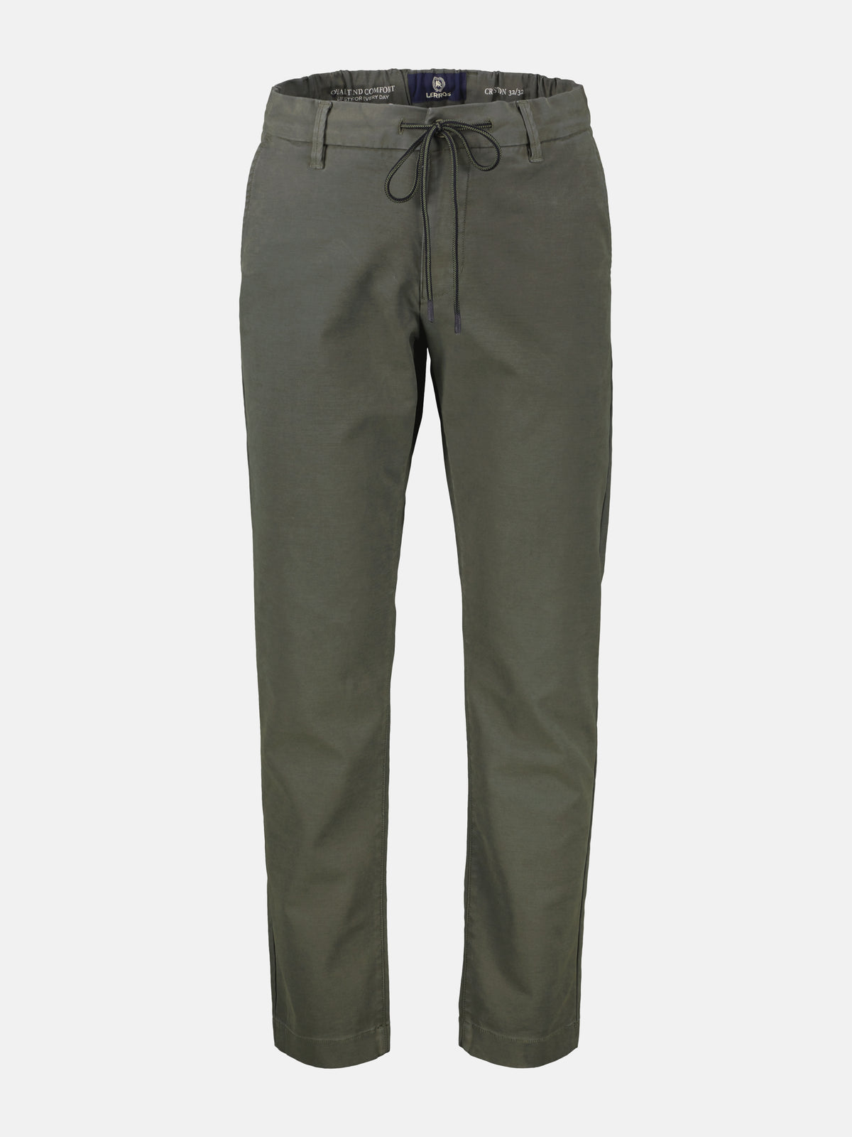 Casual chinos made from shape-retaining fabric with a drawstring waist