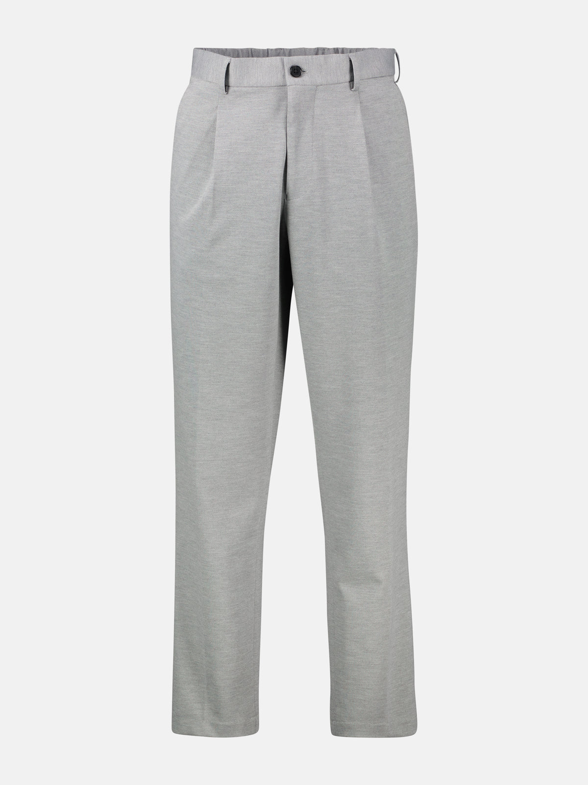 Solid-colored chino with flexible jersey blend waistband