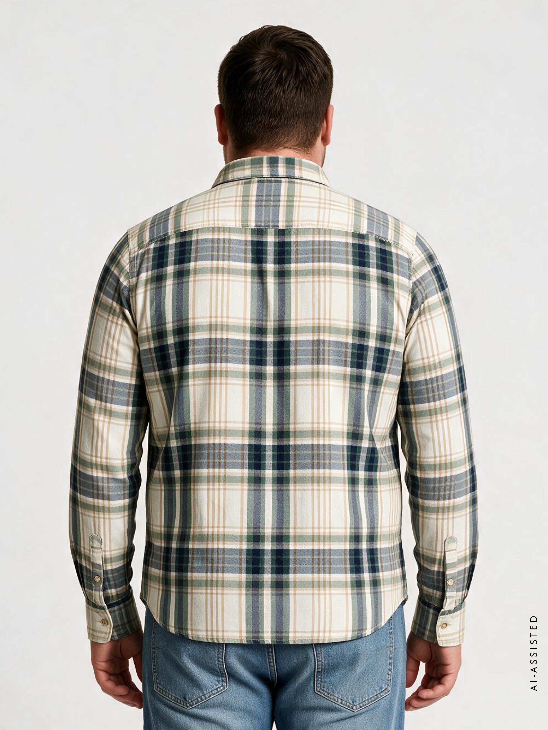 Men's plaid shirt in soft cotton, plus sizes