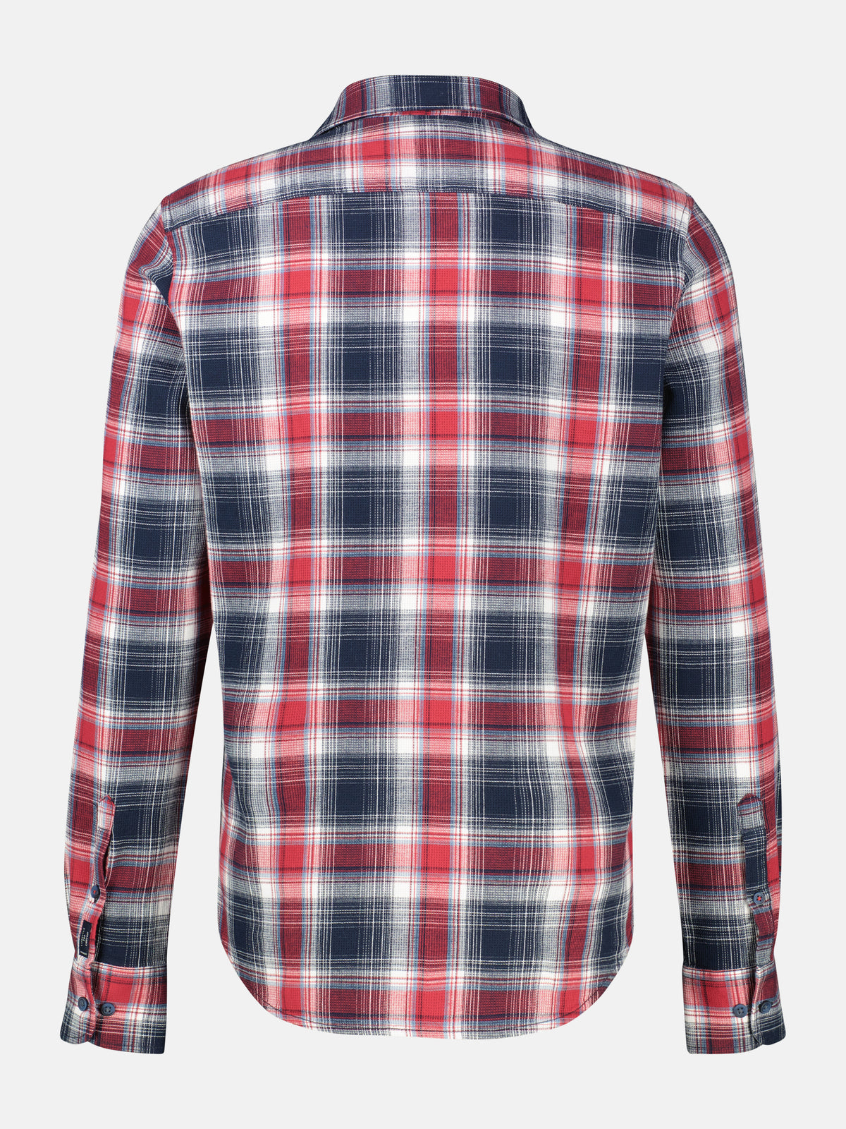Classic checked shirt in pure cotton with a waffle texture