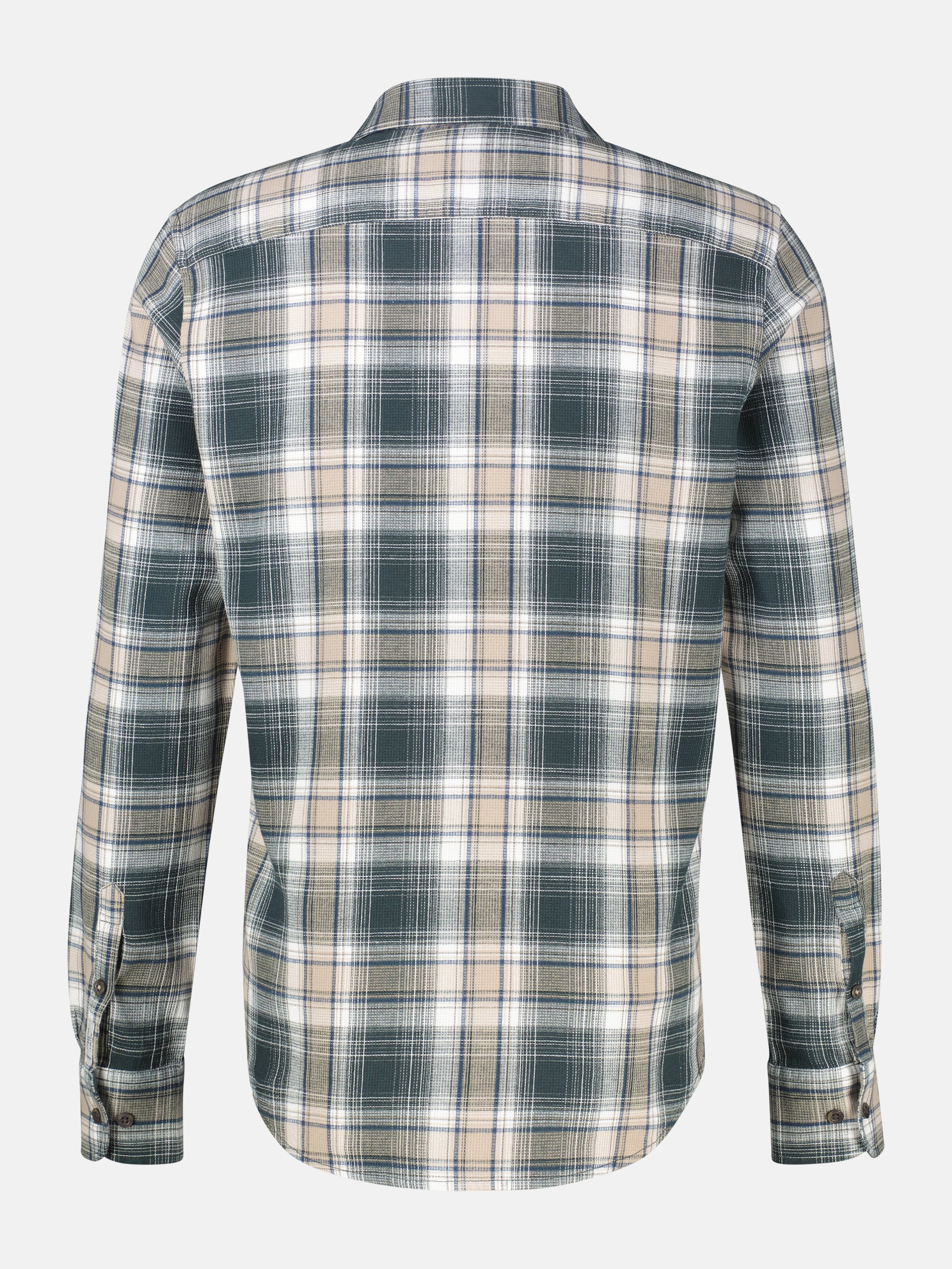 Classic checked shirt in pure cotton with a waffle texture