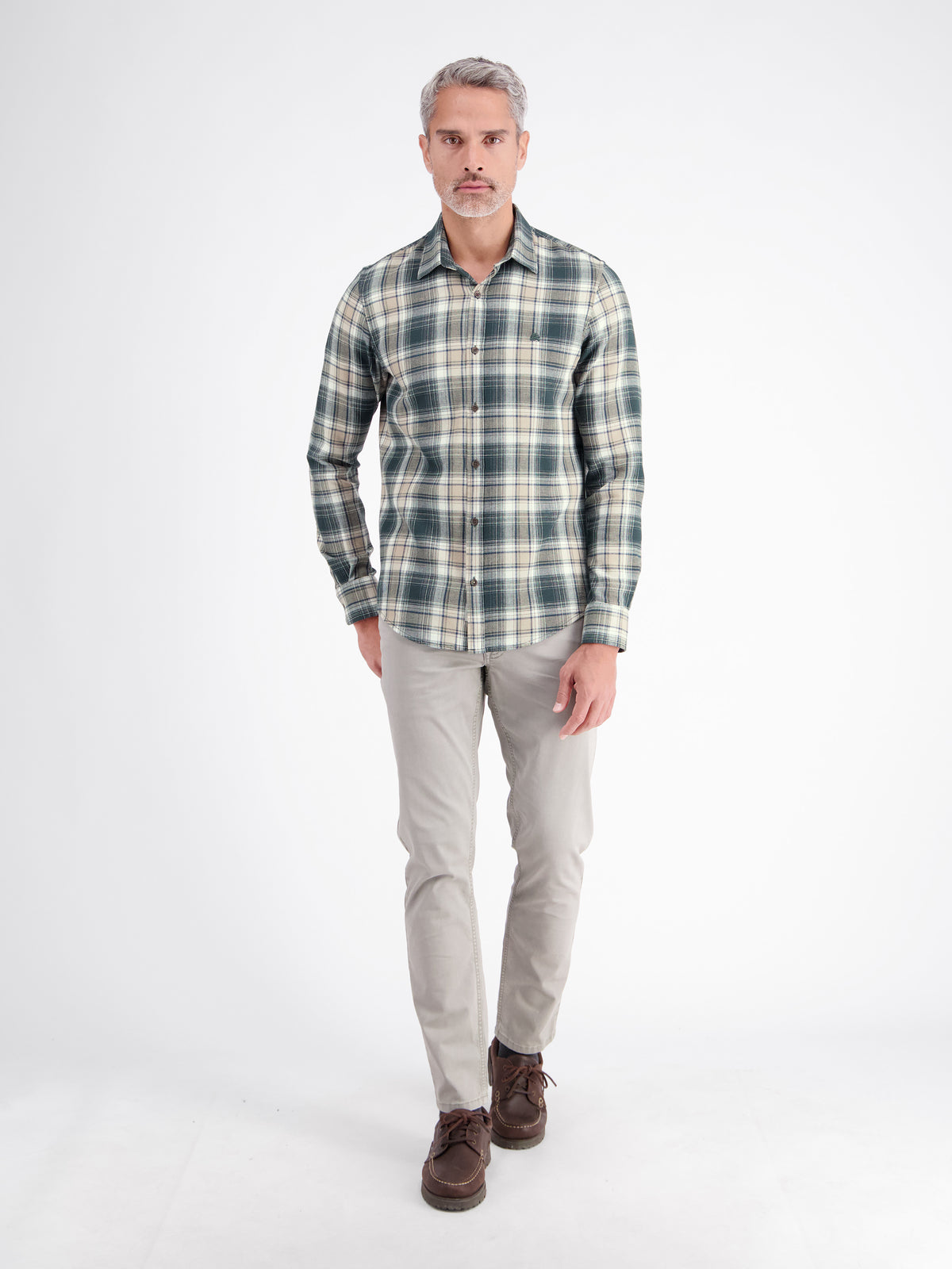 Classic checked shirt in pure cotton with a waffle texture